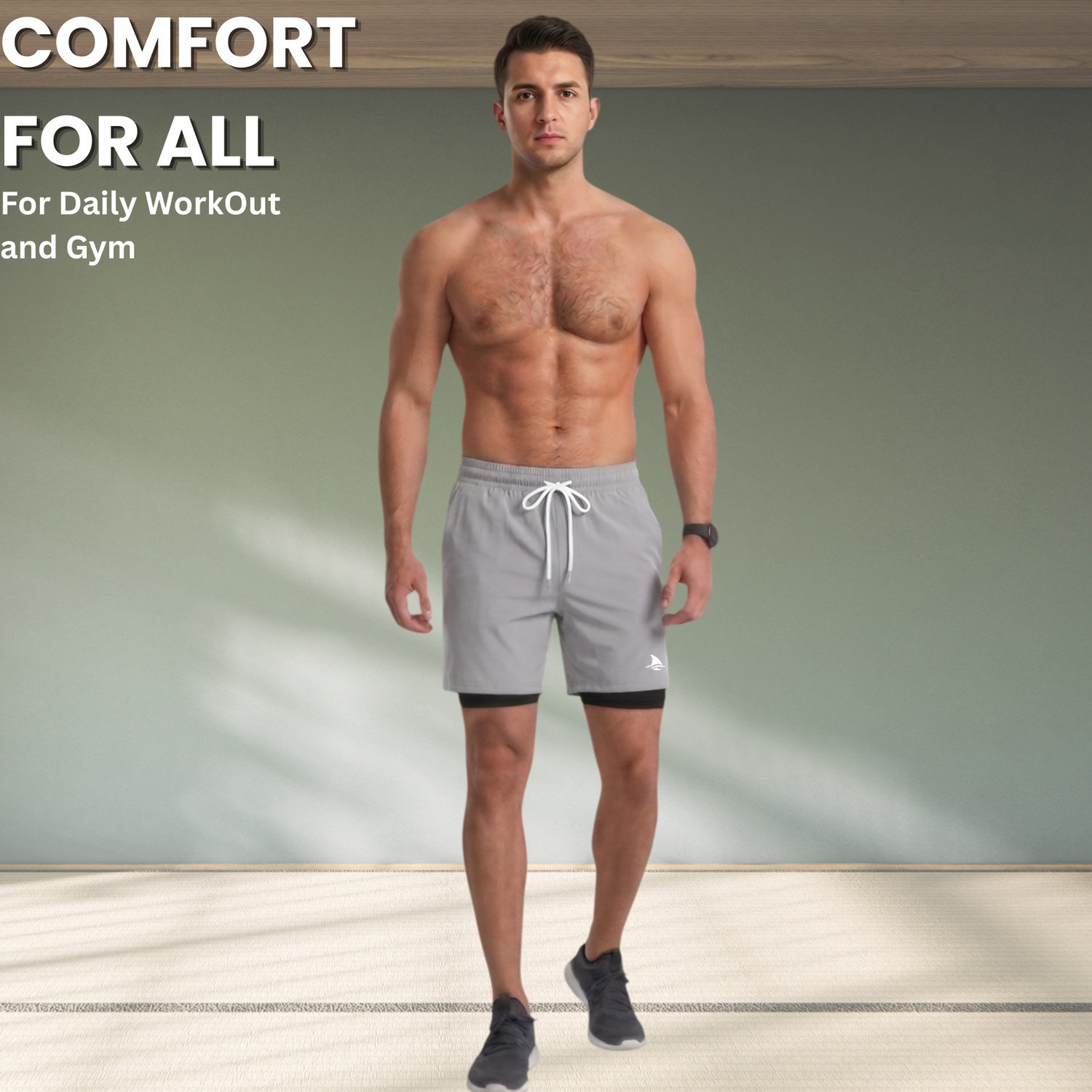 Image of BOLDSHARK Solid Men Grey Running Shorts