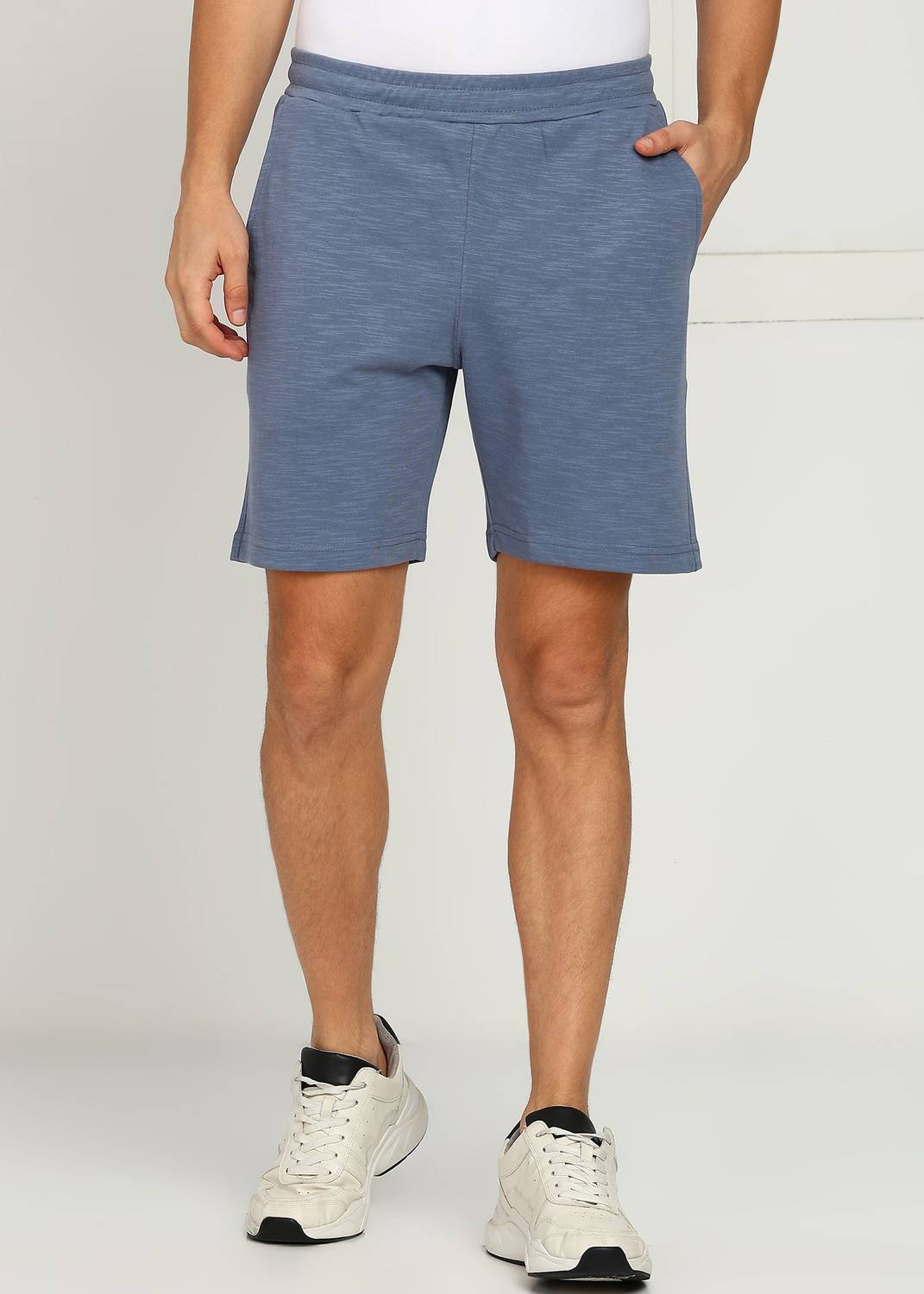 Alan Jones Self Design Men Blue Casual Shorts