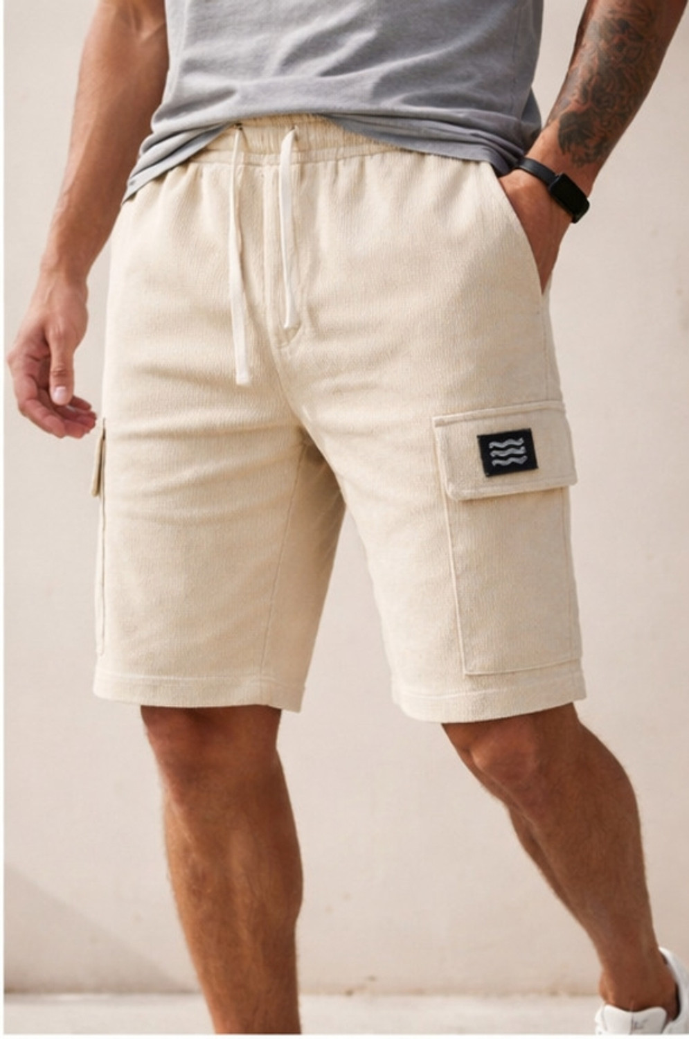 Image of METRONAUT Men pack 3 Solid Drawstring Waist Casual Knee Length Shorts Self Design Men Multicolor Basic Shorts