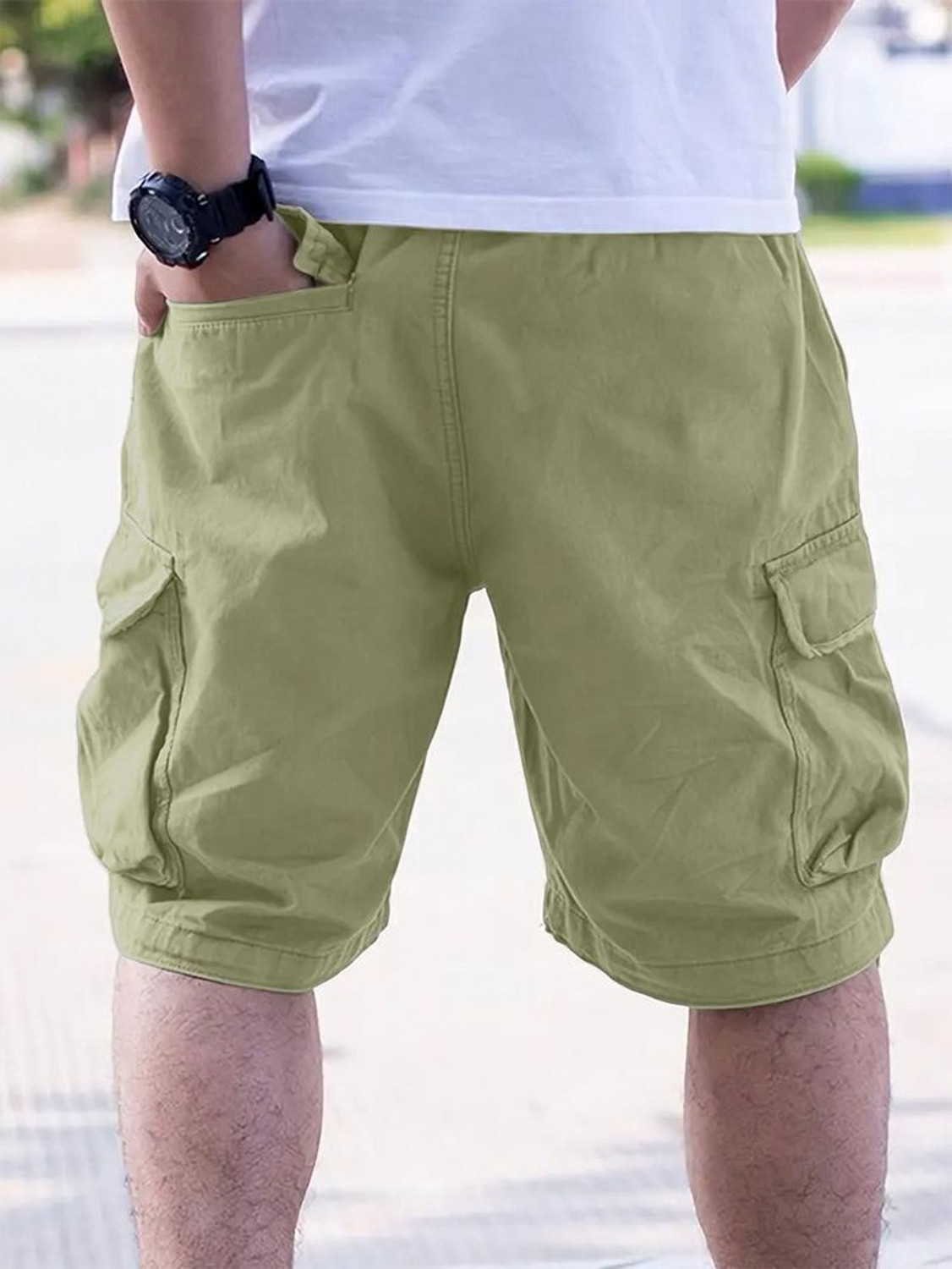 Image of Vogaan Solid Men Light Green Cargo Shorts