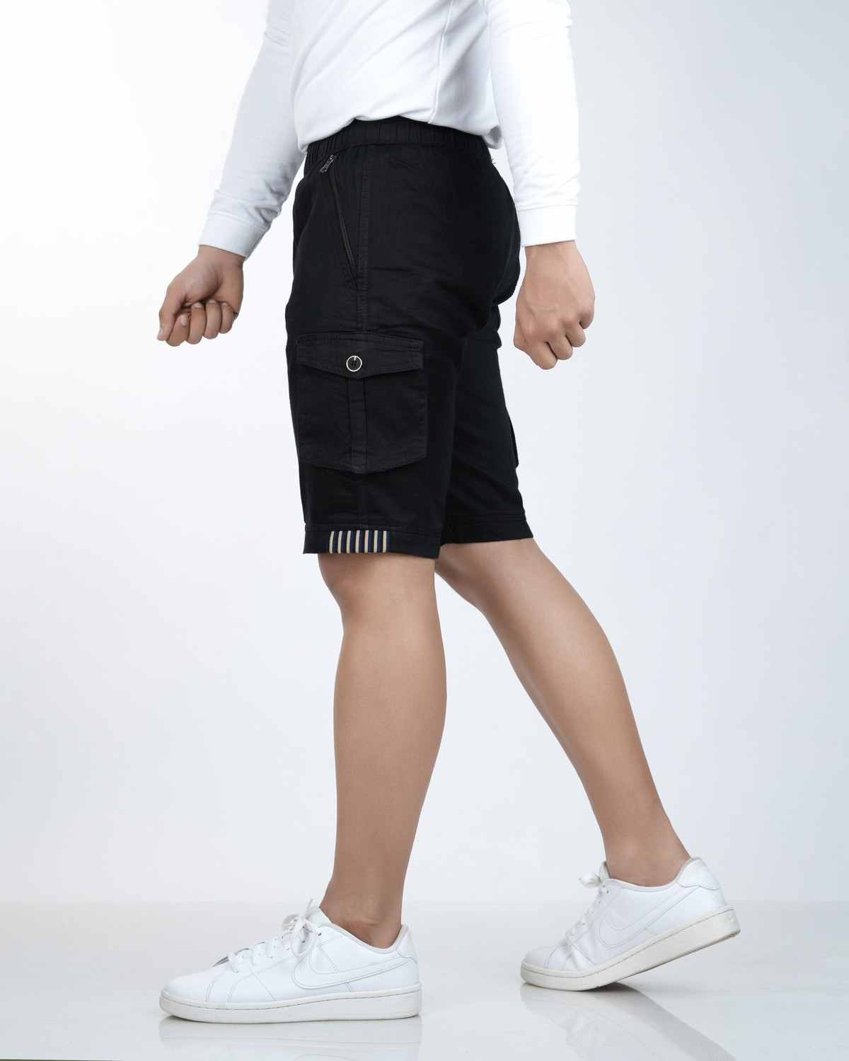Image of ANAGH FASHION Solid Men Black Cargo Shorts