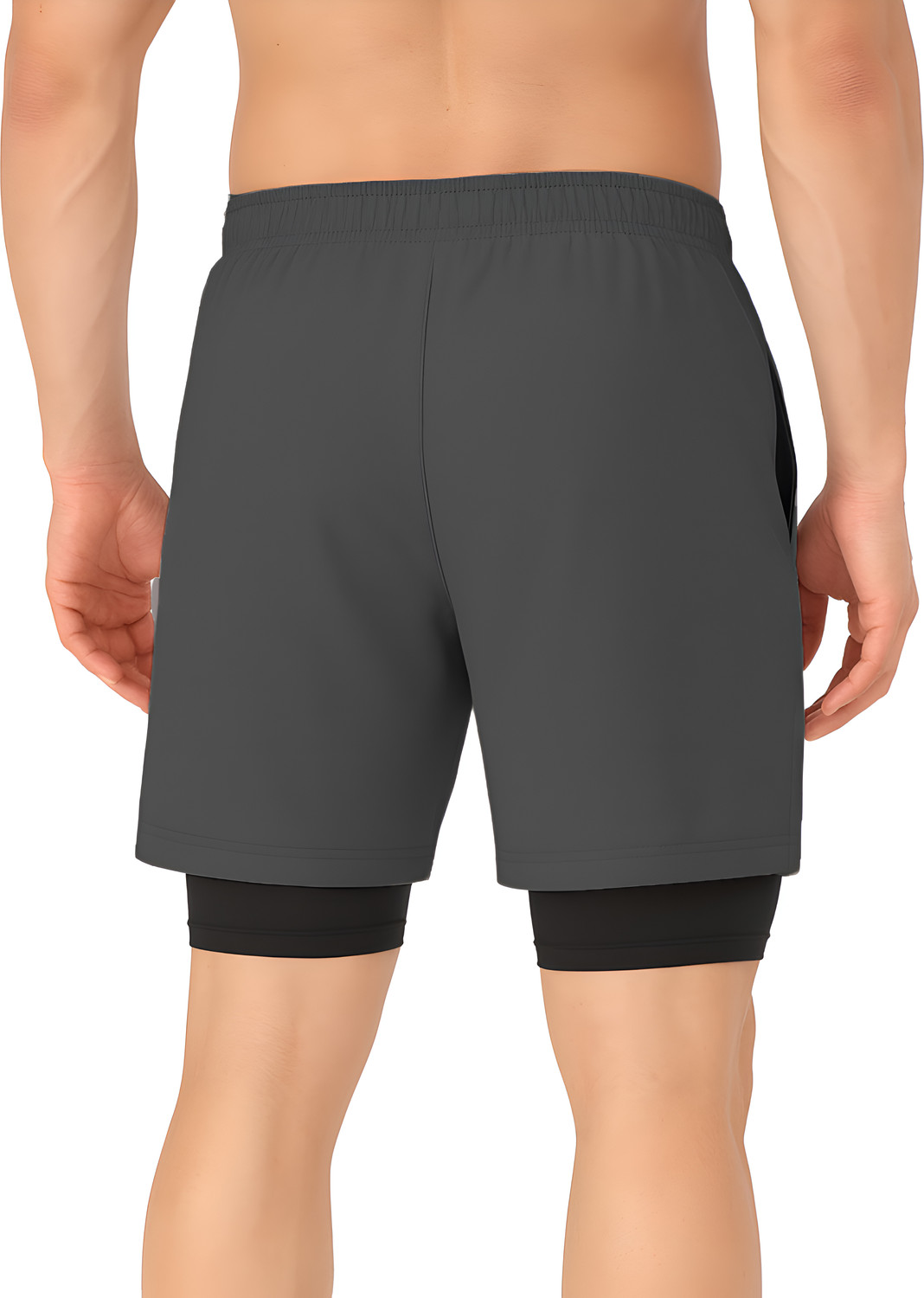 Image of FANEX FITNESS Solid Men Dark Grey Gym Shorts, Running Shorts, Sports Shorts, Compression Shorts