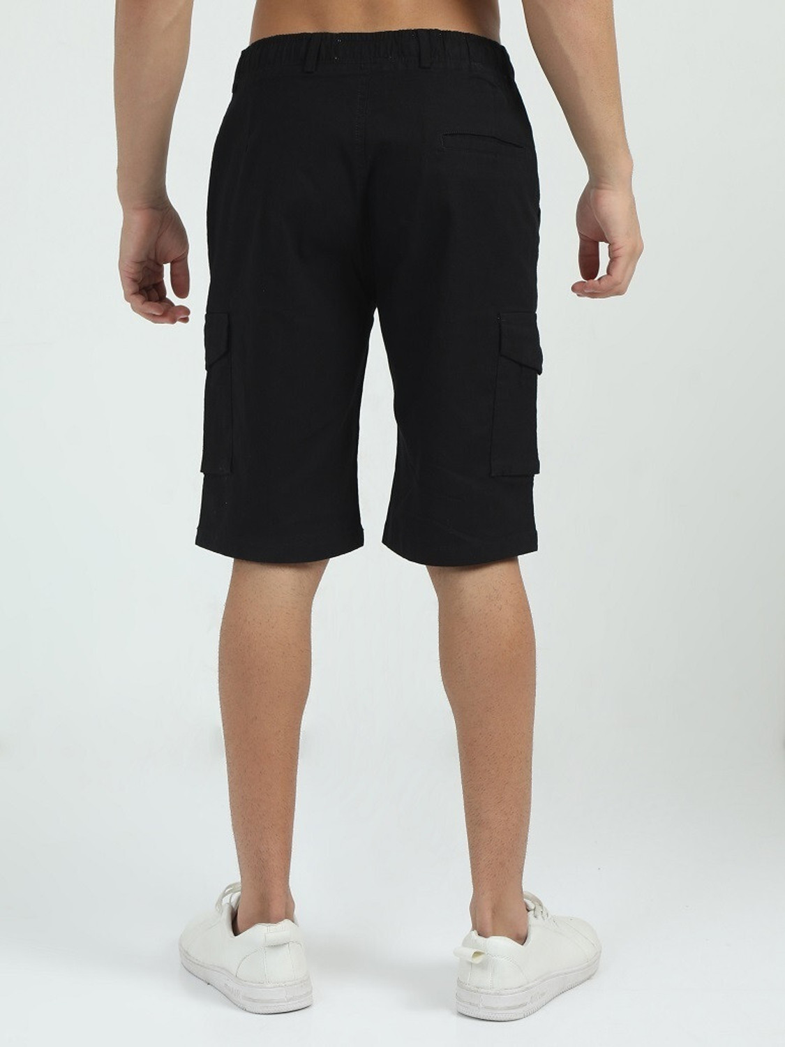 Image of Bellaciao Clothings Co Solid Men Black Cargo Shorts
