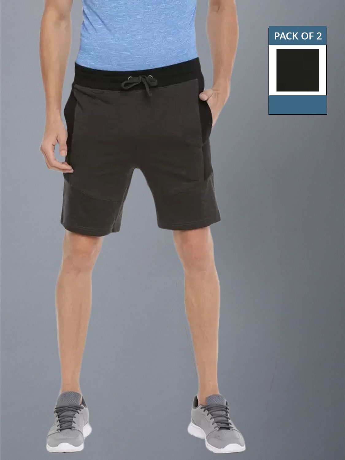 Image of Force NXT Solid Men Black, Grey Casual Shorts