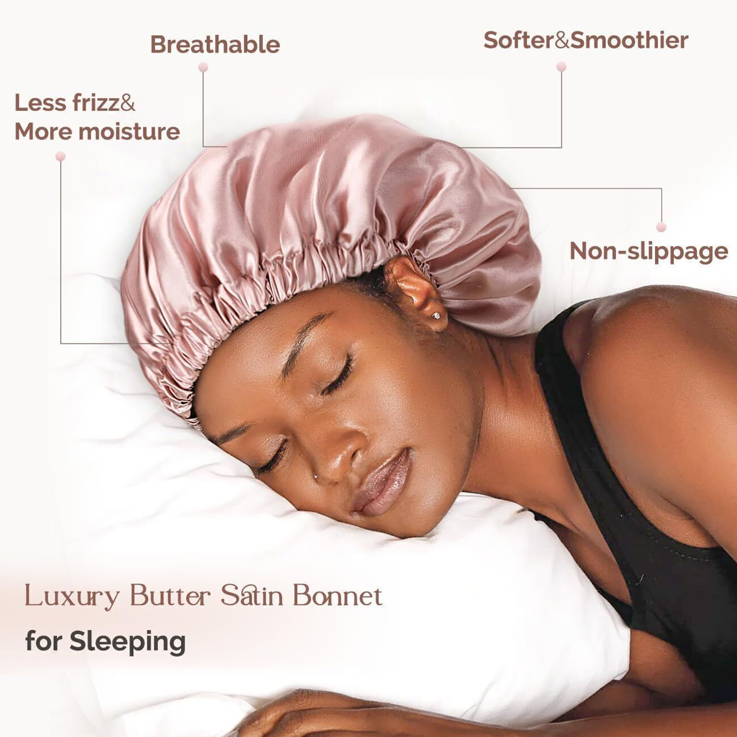Image of BARBYAM Satin Silk Sleep Cap with Adjustable tie band Soft Night Sleep Hat, Headwear