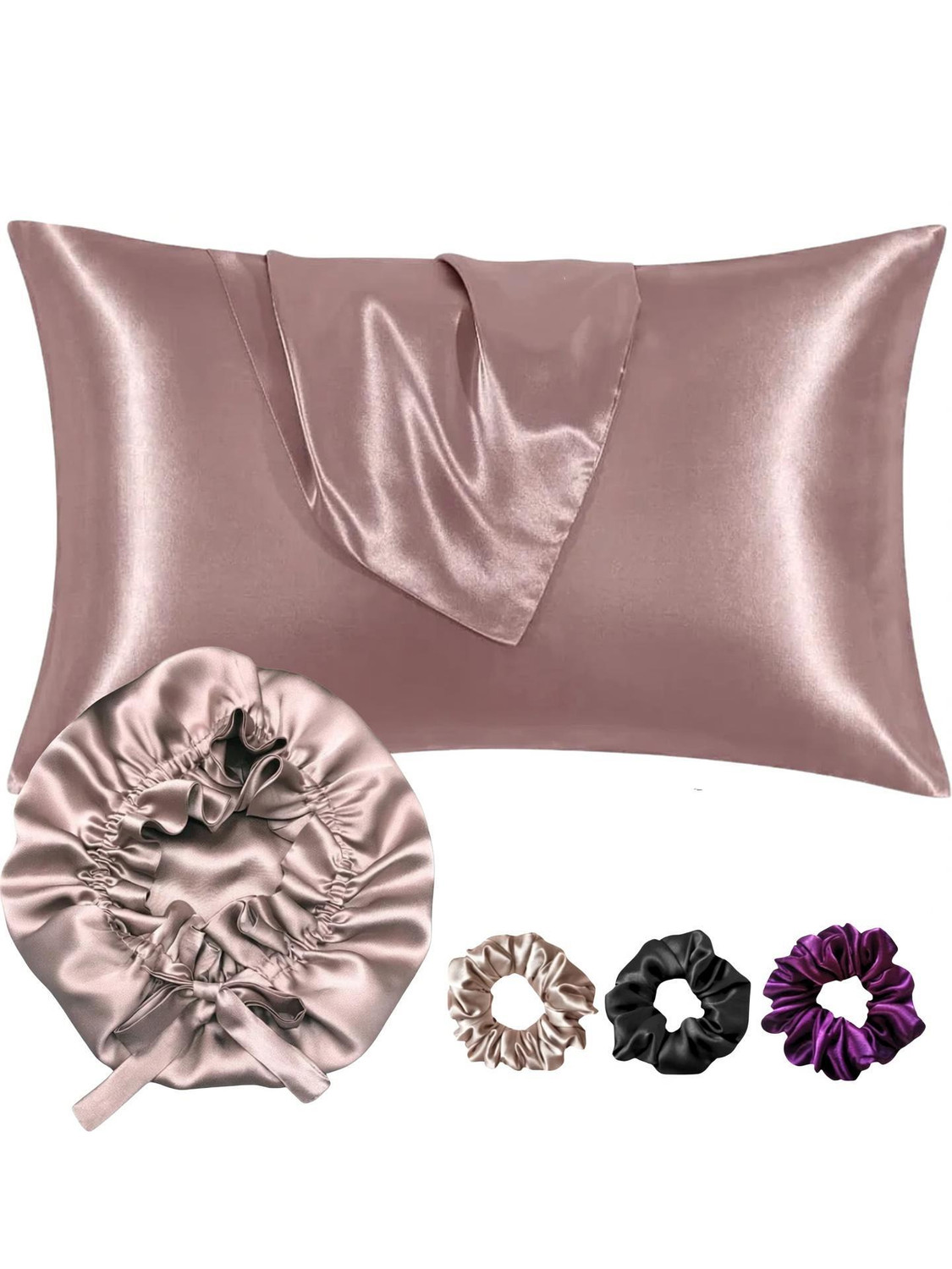 SCRUNBOW Satin bonnet For Hair with scrunchies and Pillow