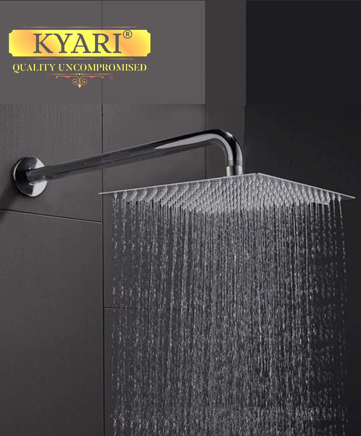 Image of Kyari - 12 X 12 Ultra Slim EXTRA HEAVY Shower Complete set with 24inch Shower Arm S640 Shower Head