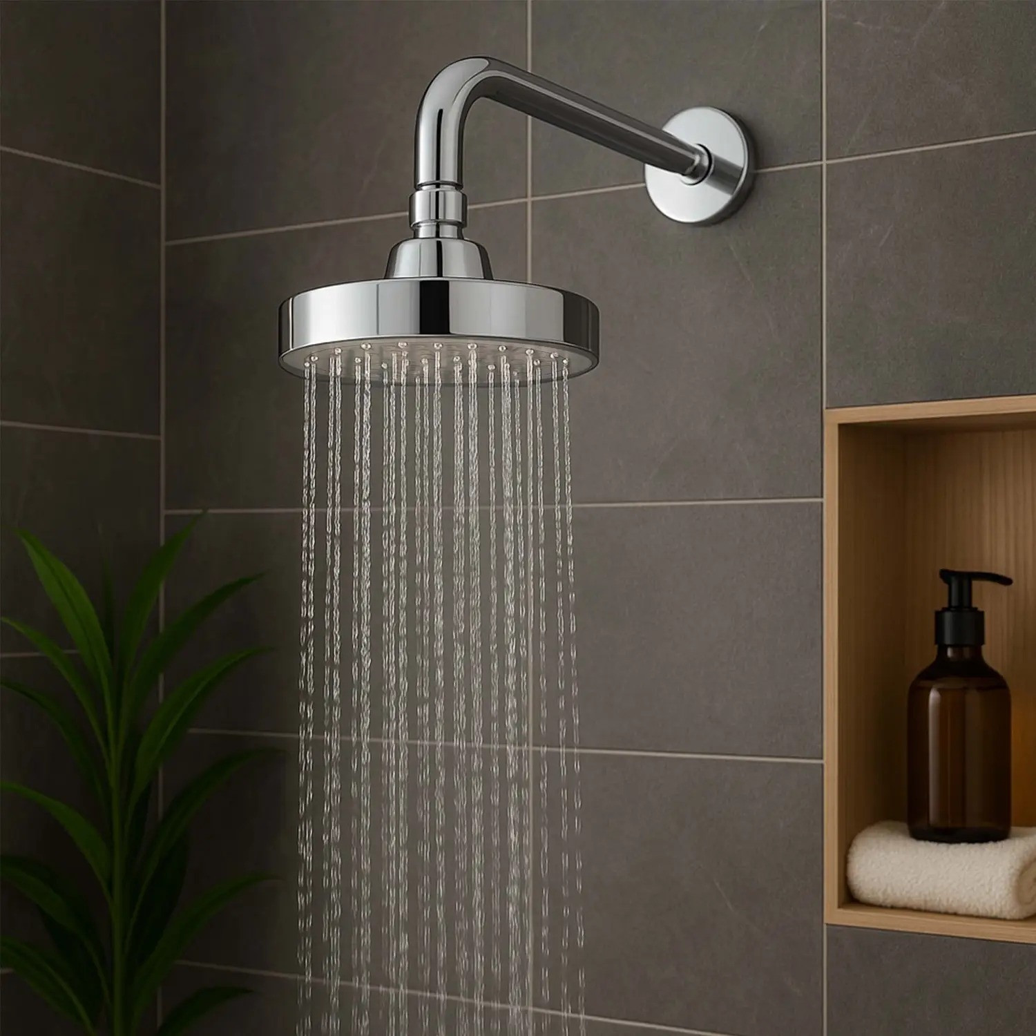 Image of Prestige by Prestige Modern Chrome Rain Shower Head with Wall Mount Shower Head