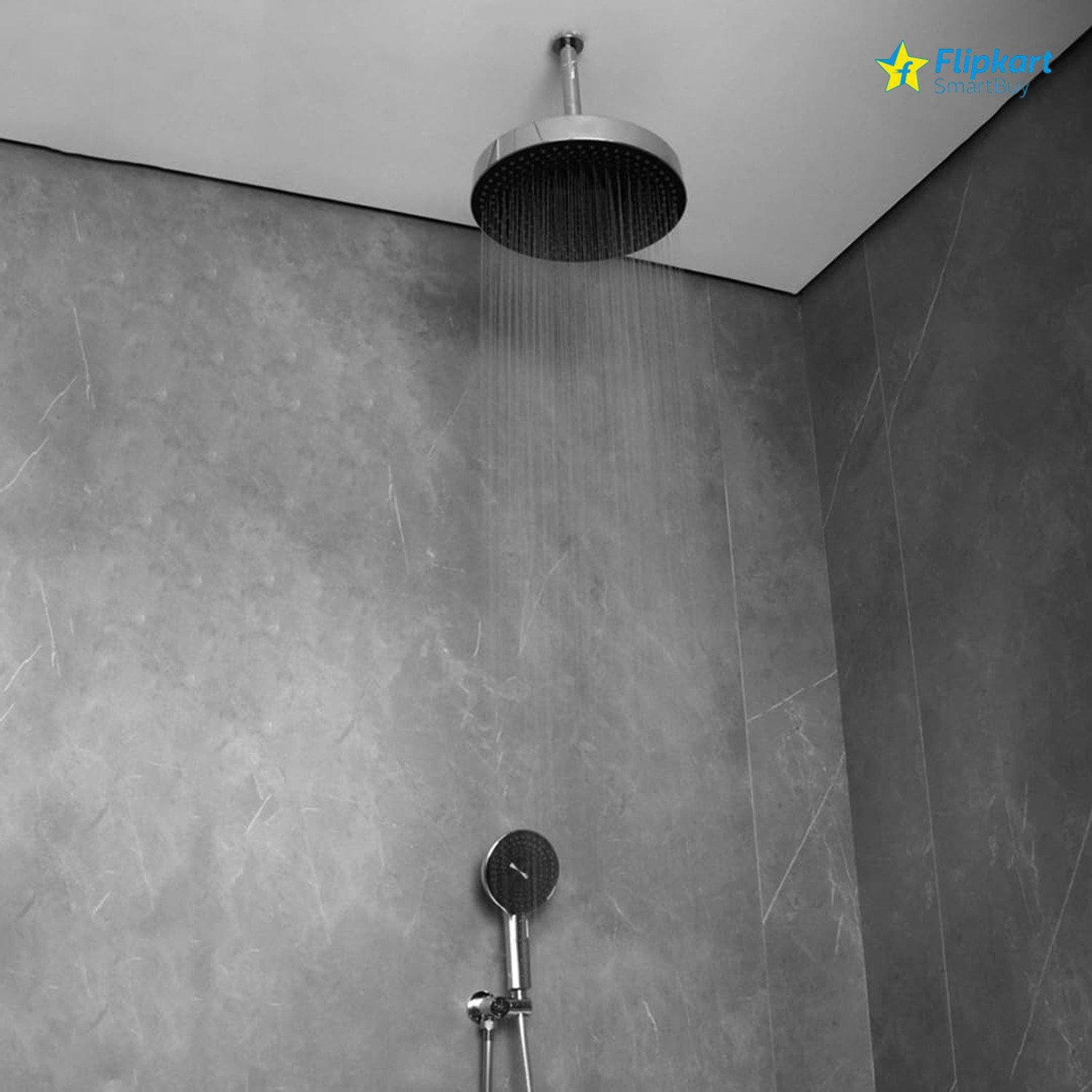 Image of Flipkart SmartBuy 8 Inch ABS Step Overhead Shower /Shower Head With 9 inch SS Round Arm (Pack of 1) Shower Head