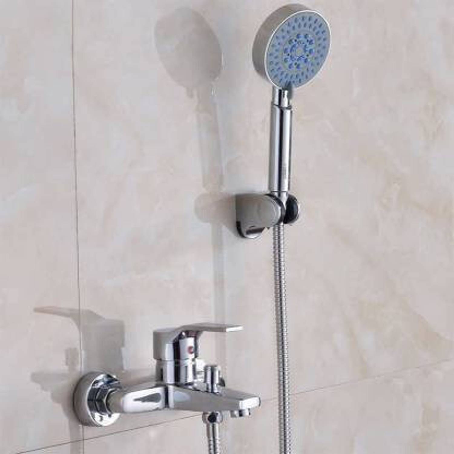AMJ Premium 5 Gear Multi Adjustable Rain Spray Hand Shower with 1.5mtr SS Shower Tube and Wall Hook Shower Head