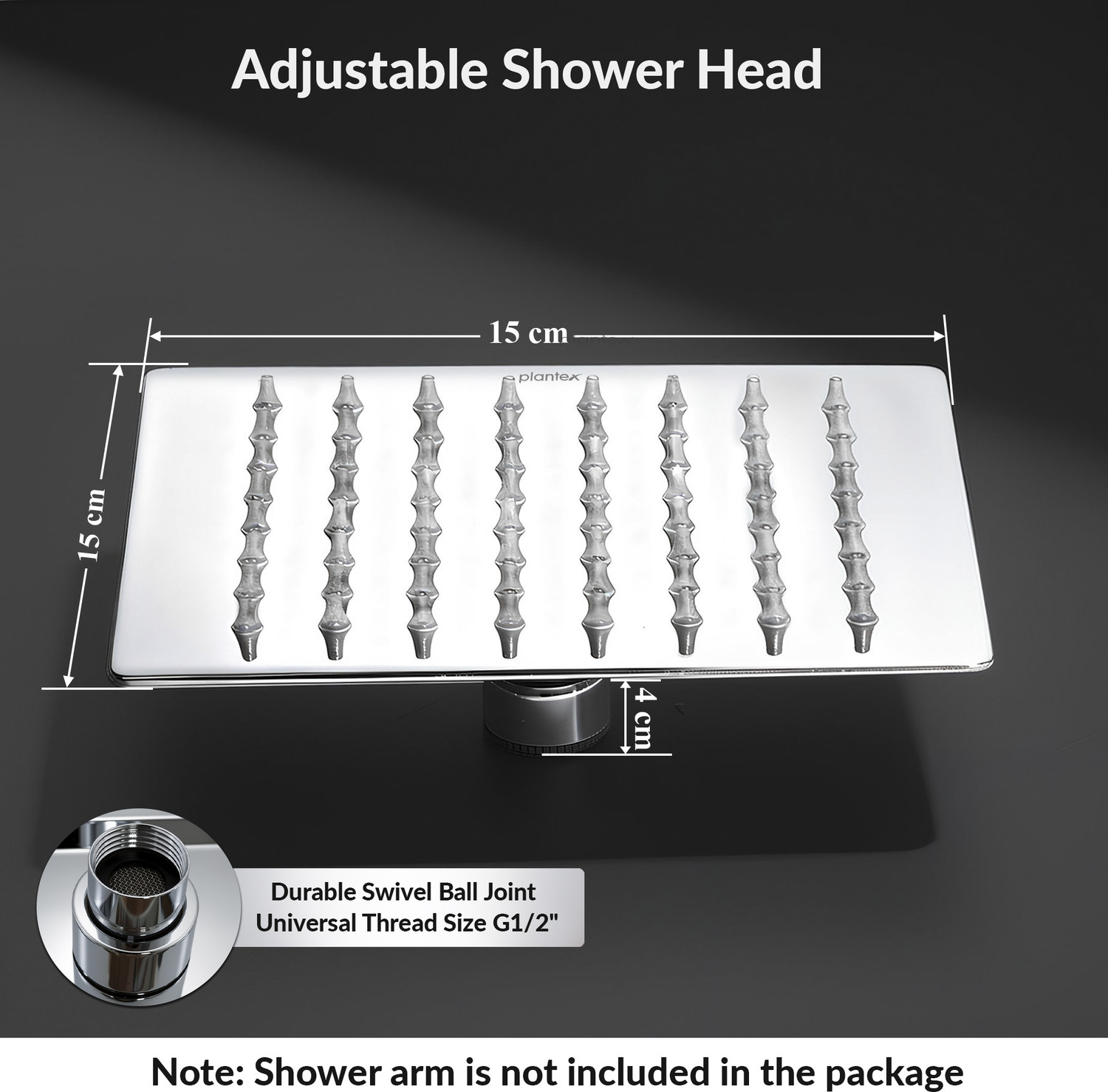 Image of Plantex Stainless Steel Shower Head for Bathroom /Rain Shower Head /Shower-(6x6 In) Shower Head