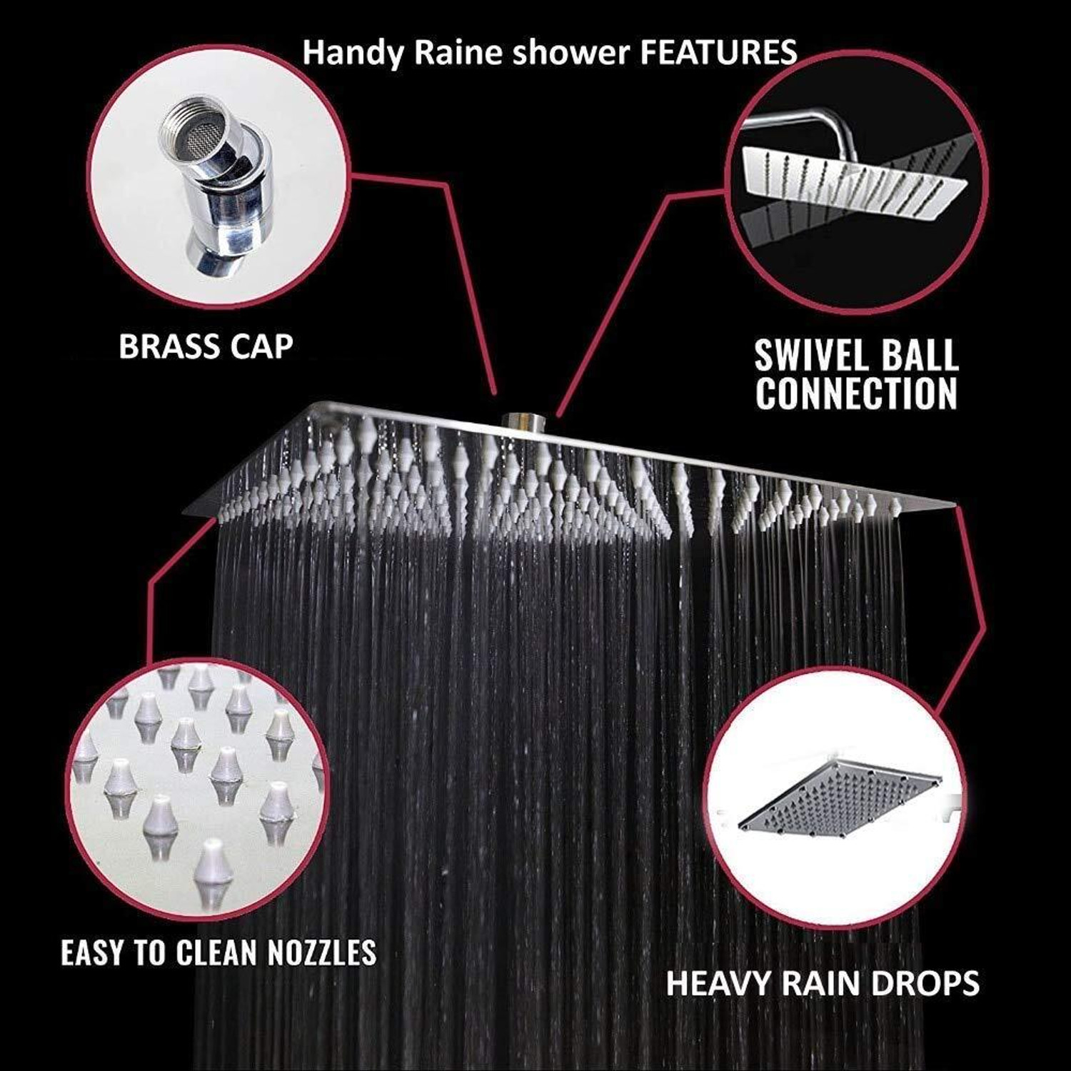 Image of fastgear by Fastgear Bathroom Complete Shower Set Brass Telephonic Wall Mixer(3-in-1) Turbo Model Heavy 6inch SS Ultra Slim Shower Head with 15inch Shower Arm Hot and Cold Wall Mixer Faucet