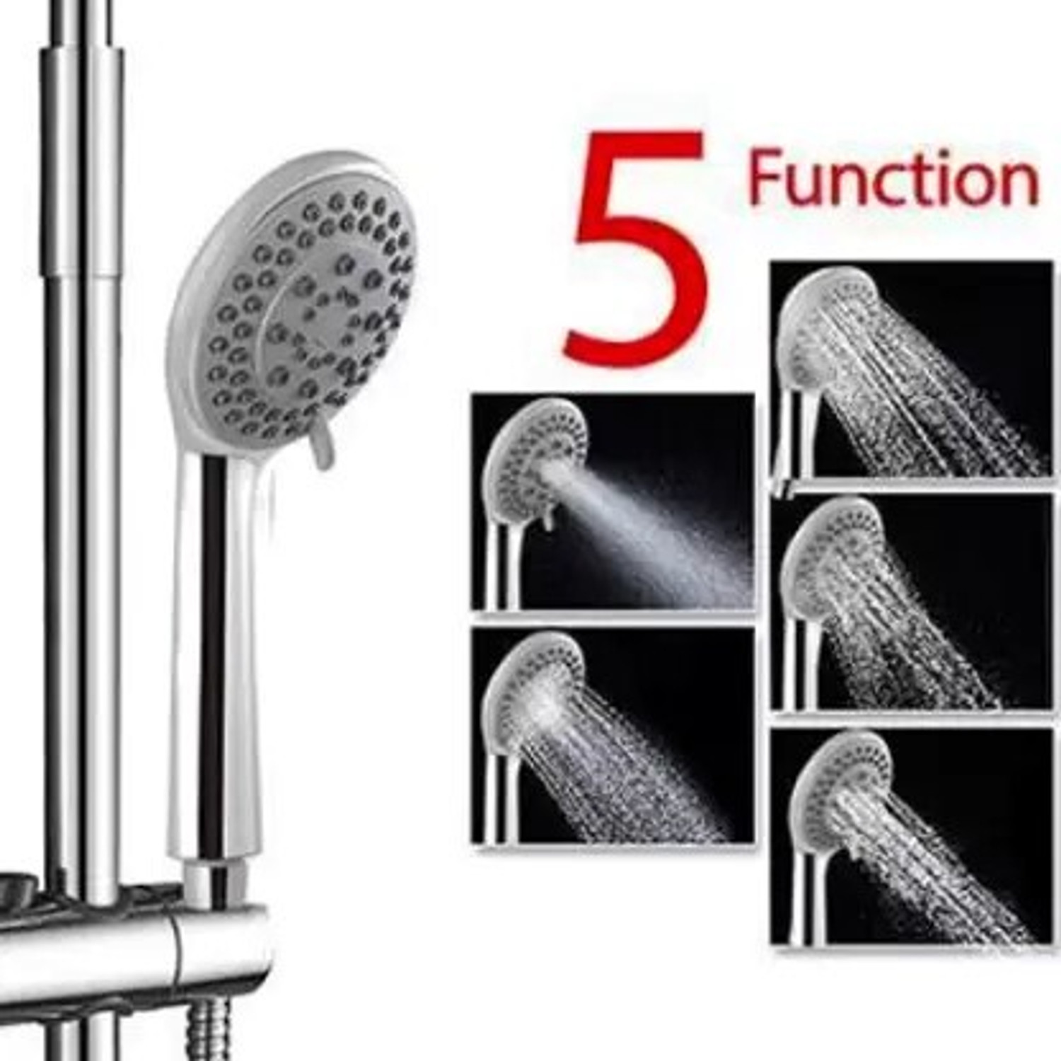 Image of Exootica 5-Function Hand Shower Set with Hose Pipe & Wall Hook, Shower Head