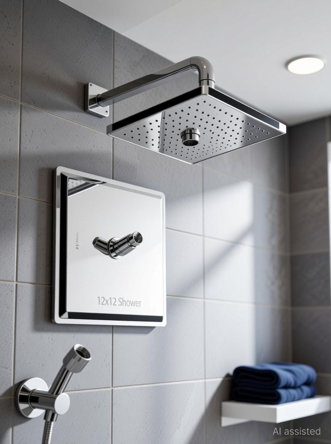 Image of Ramya 12x12 Premium Quality SS Ultra Slim Square Rain Shower Head Without Arm Shower Head