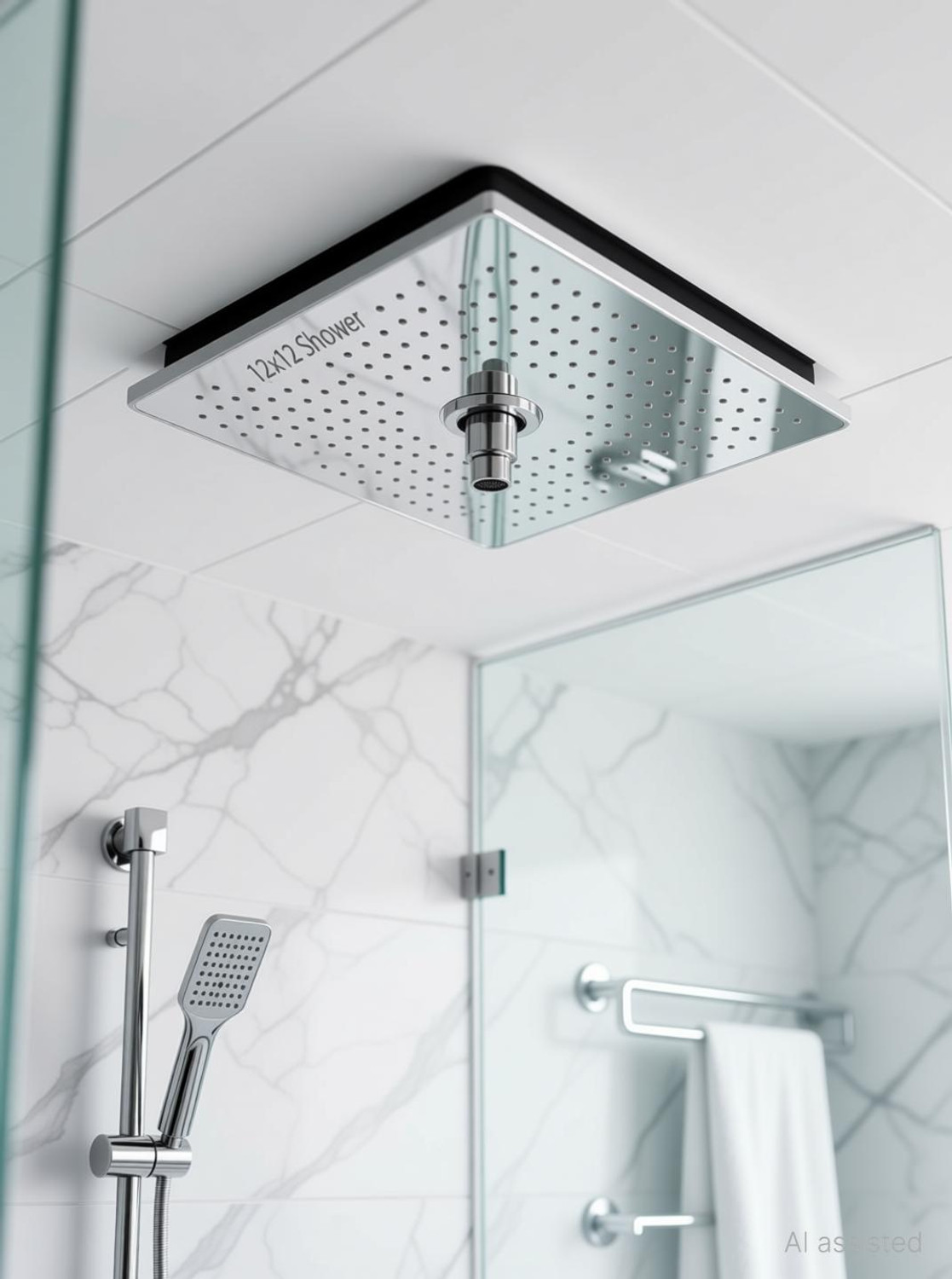 Image of Ramya 12x12 Premium Quality SS Ultra Slim Square Rain Shower Head Without Arm Shower Head