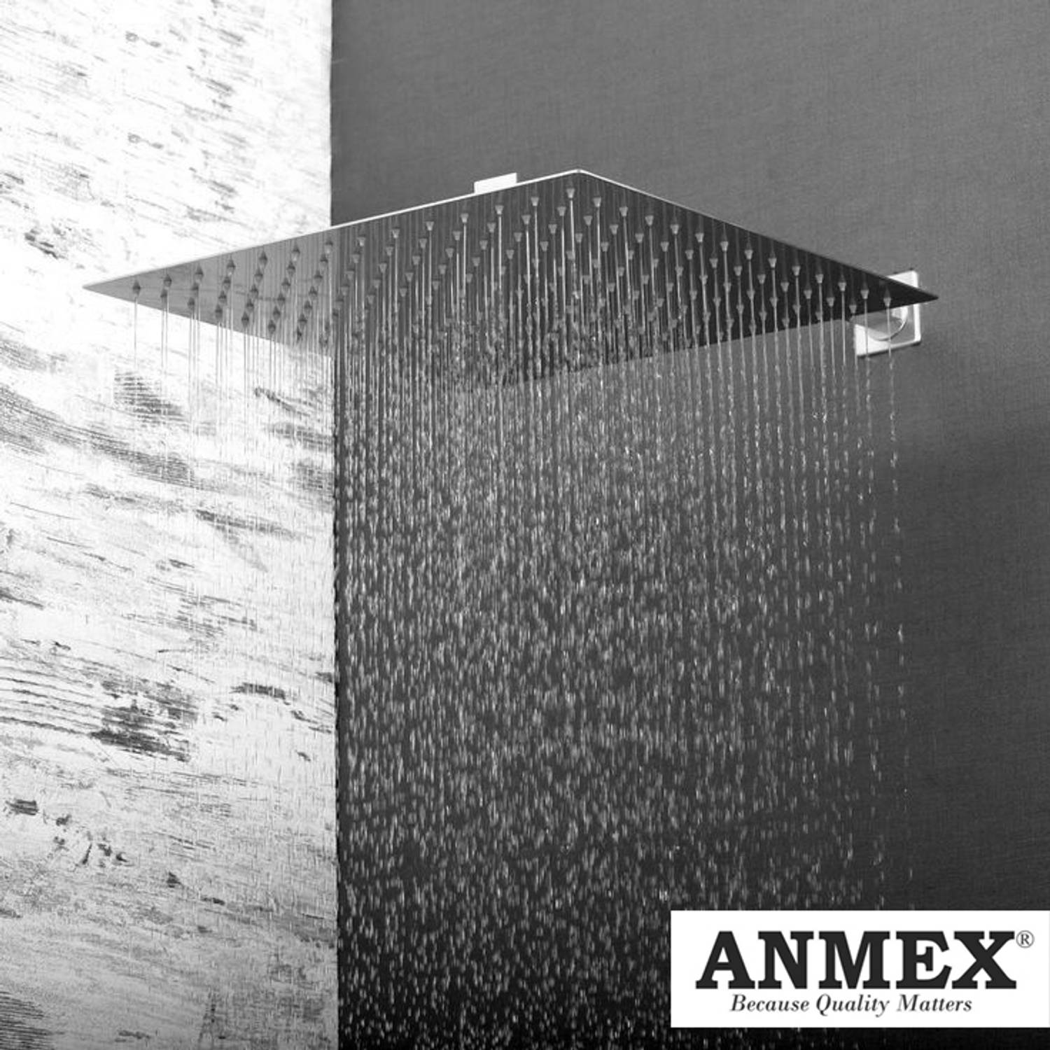 ANMEX SS304 HighPressure Rainfall ShowerHead & BRASS Nut Shower Arm (12X12+18INCH ARM) Shower Head
