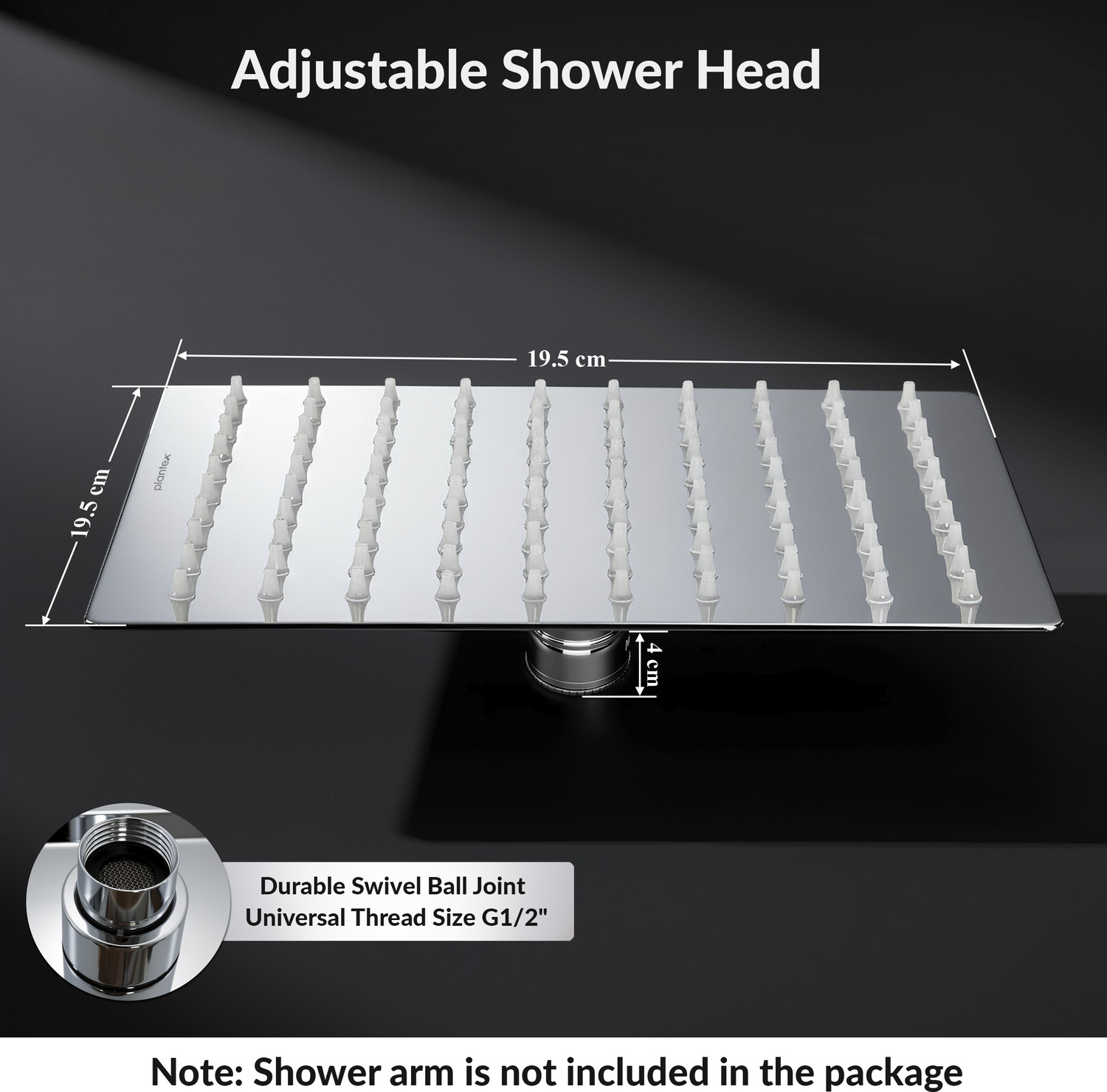 Image of Plantex Stainless Steel Shower Head for Bathroom /Rain Shower Head /Shower-(8x8 In) Fixed Mount