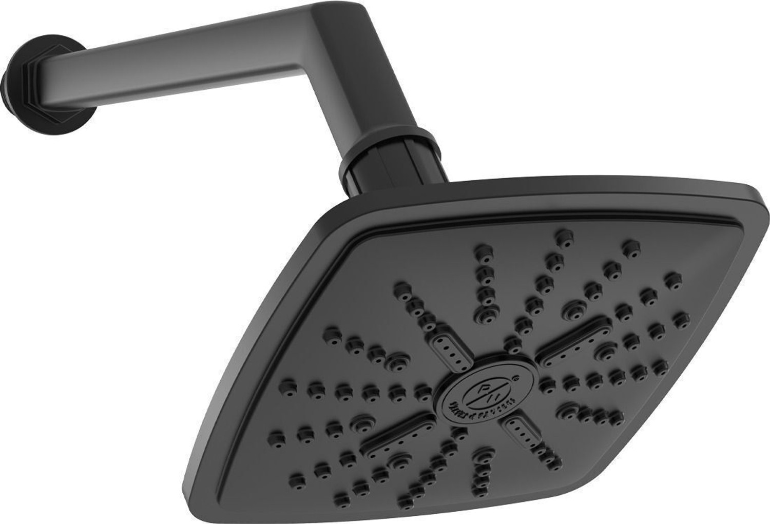 Image of R. N. PTMT Superior Plastic Overhead Shower with 12 inch Arm (Black) | RainFall Shower Head