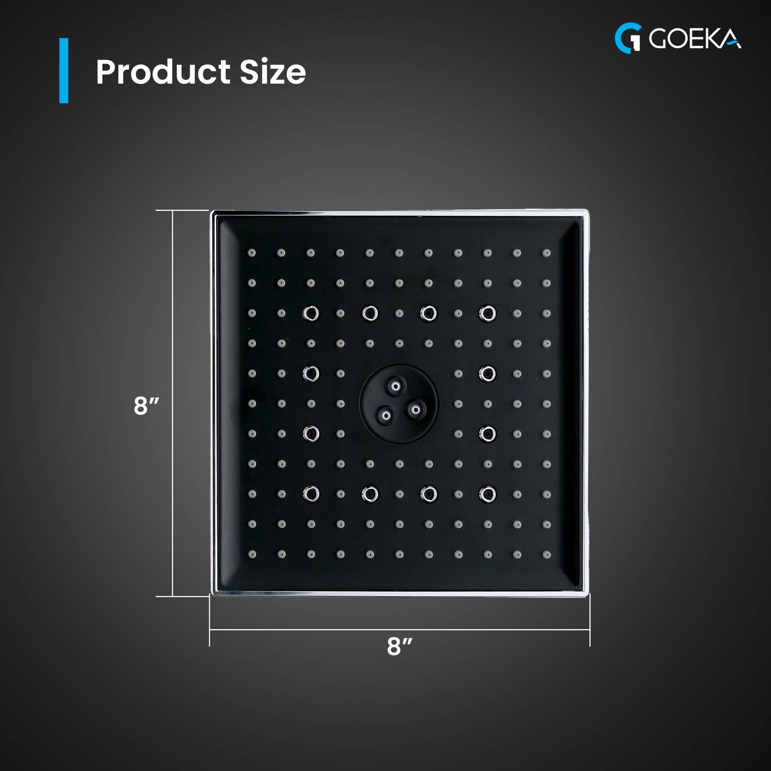 Goeka 8x8 Inch ABS AutoSwitch™ Shower Head - Image 4