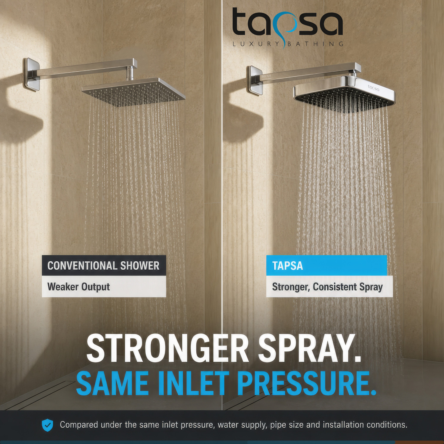 Image of Tapsa Wide Rain Series Luxury 6 inchX9 inch ABS 3D Shower /Shower Head Without Arm (Pack of 1) Shower Head