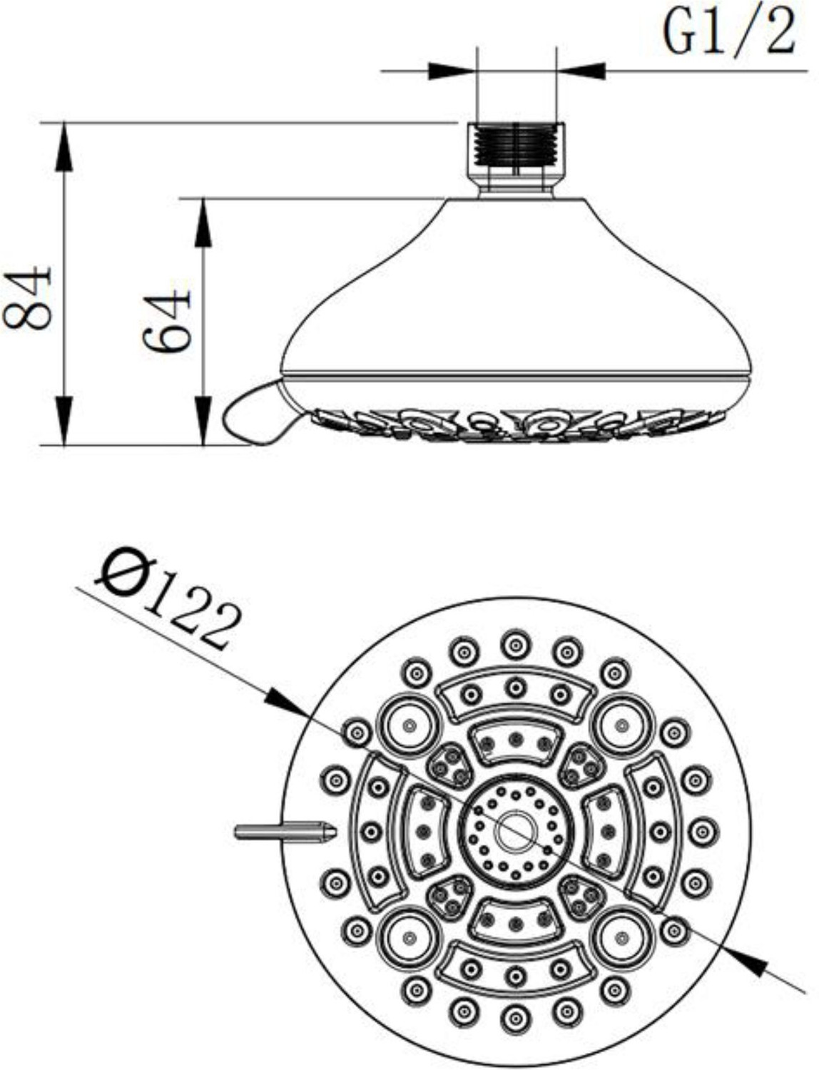 Image of KAMAL Overhead Romano 6 Spray Modes Durable ABS Plastic 122Cm Water Saving Without Arm Fixed Mount