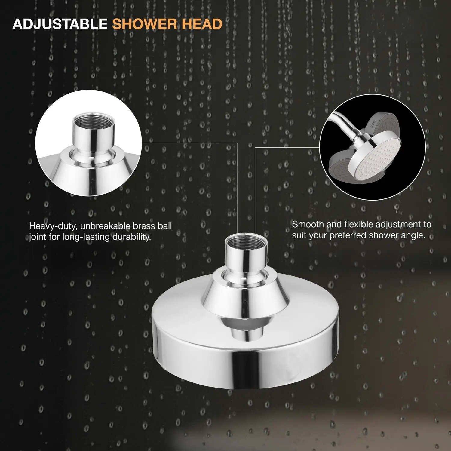 Image of Prestige by Prestige Modern Chrome Rain Shower Head with Wall Mount Shower Head