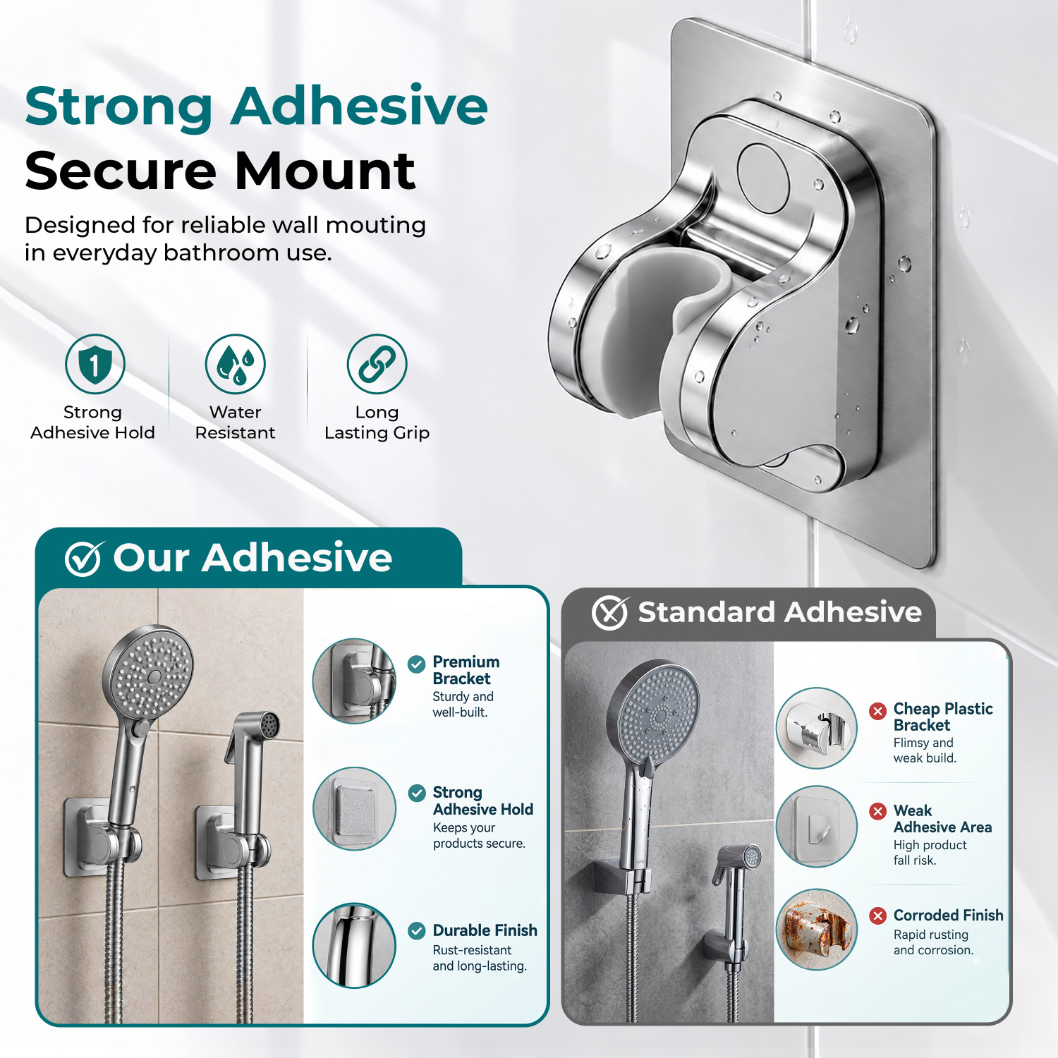 Image of Plantex Hand Shower Combo /ABS 6 Mode Handheld Shower with Hose Pipe & Shower Holder Handheld