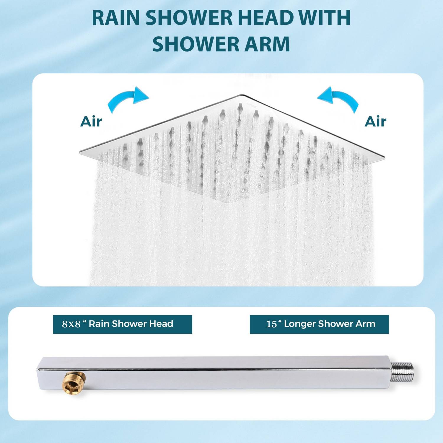 KAMAL Rain Shower 8x8 Inch Stainless Steel - Image 5