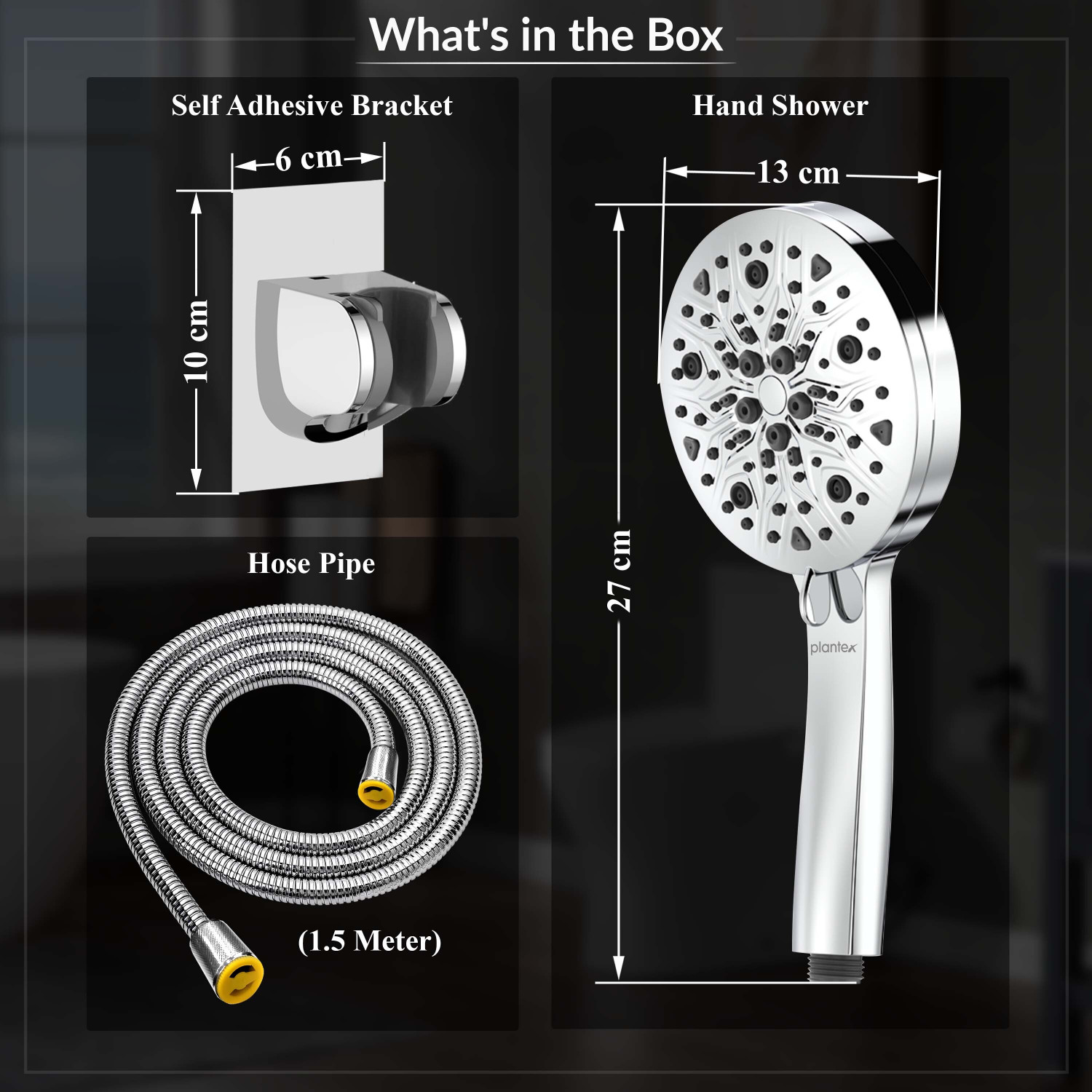 Image of Plantex Hand Shower for Bathroom /5 Inch Round Multi-Function 8 Mode Shower Head Set Shower Head
