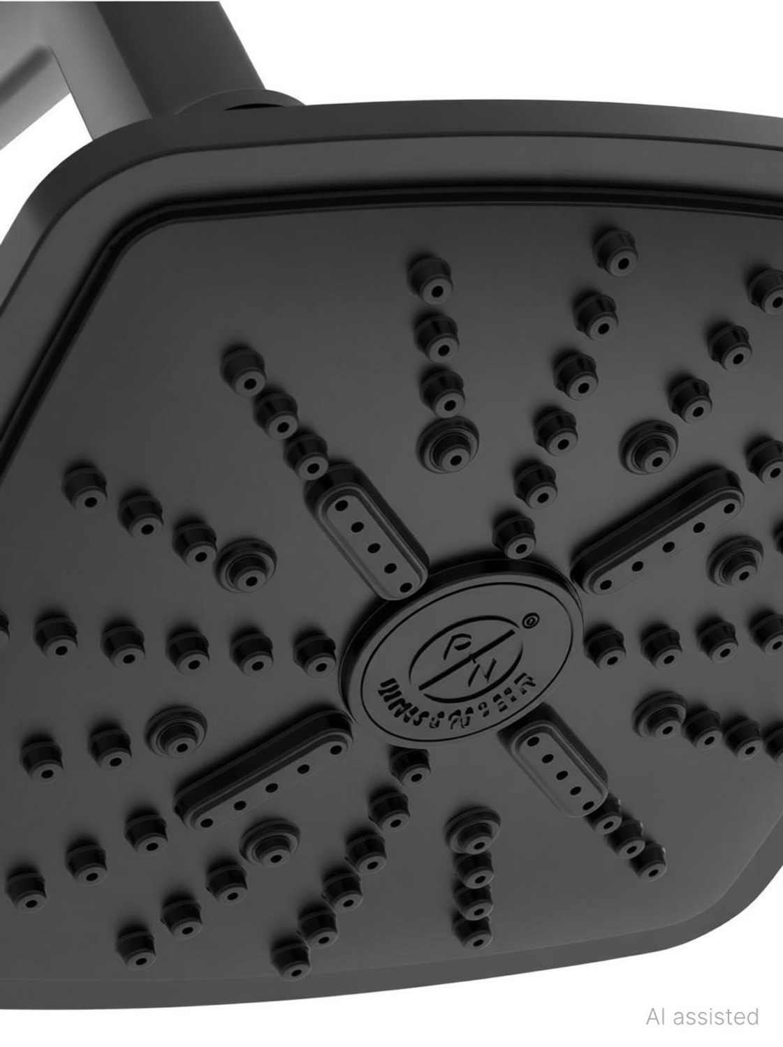 Image of R. N. PTMT Superior Plastic Overhead Shower with 12 inch Arm (Black) | RainFall Shower Head