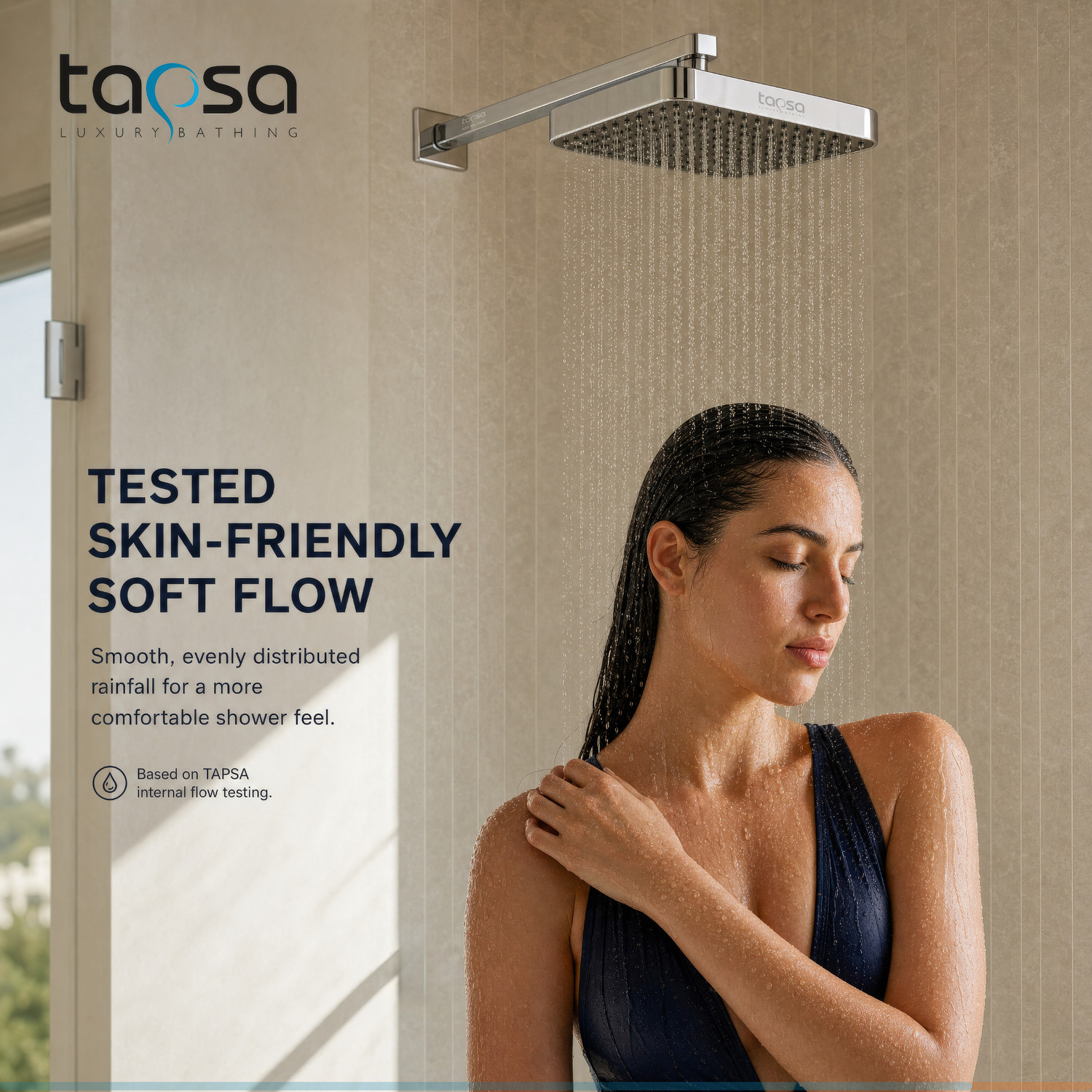 Image of Tapsa Wide Rain Series Luxury 6 inchX9 inch ABS 3D Shower /Shower Head Without Arm (Pack of 1) Shower Head