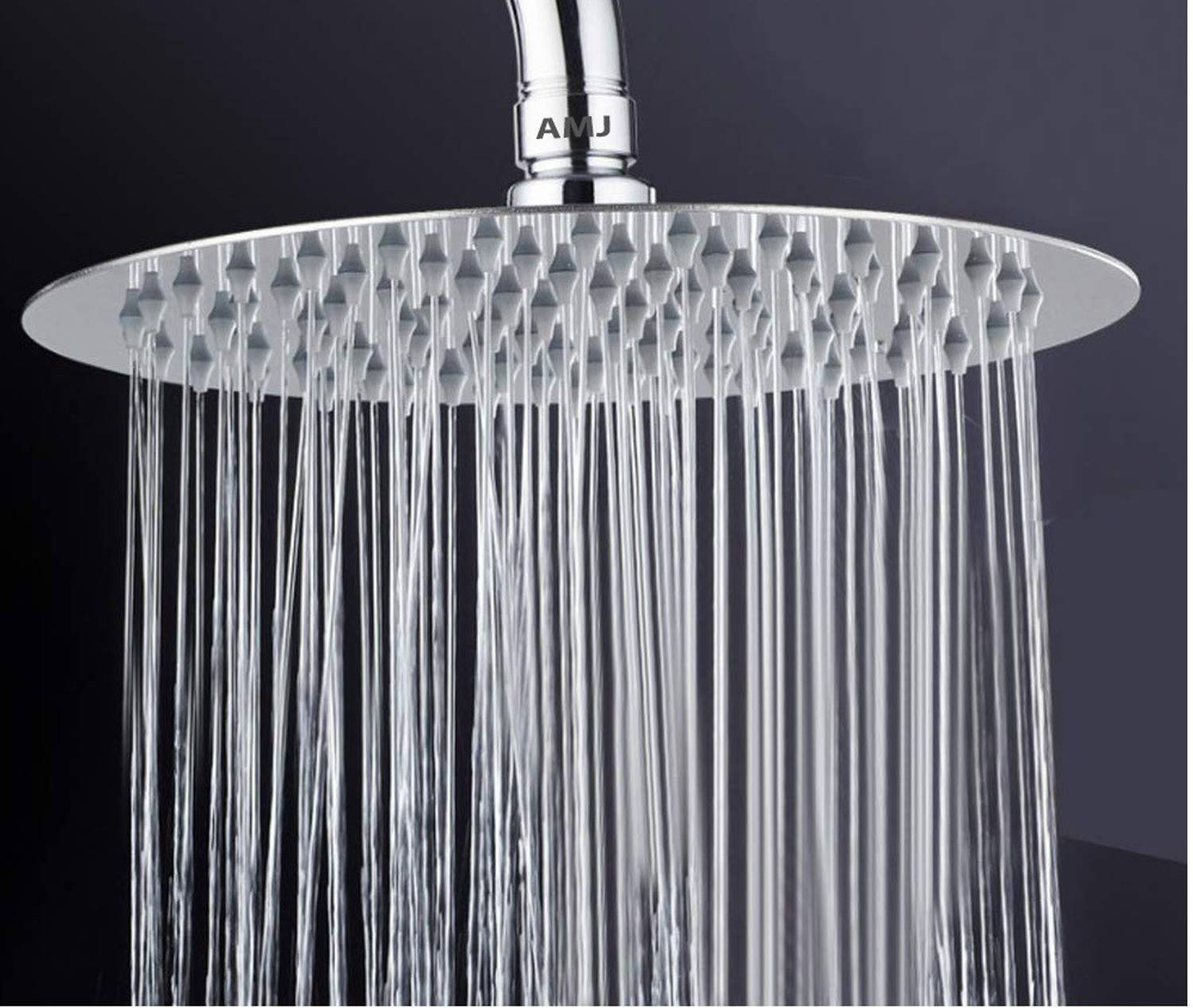AMJ 6X6 (6Inch) ROUND Stainless Steel UltraSlim Rain Shower Head Shower Head
