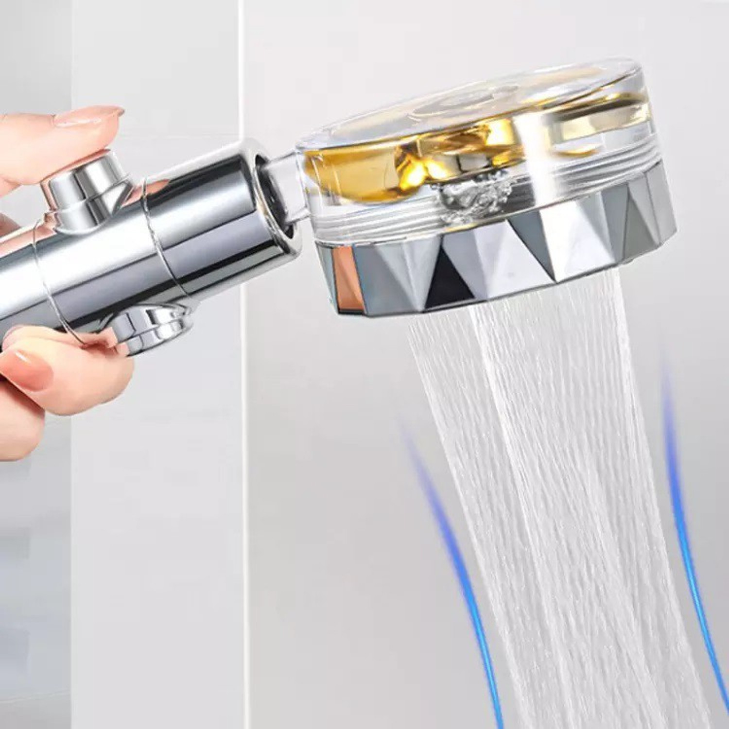 Image of Kyari - 360 Turbo Fan High Pressure Hand Shower Complete Set With Pipe For Bathroom Shower Head