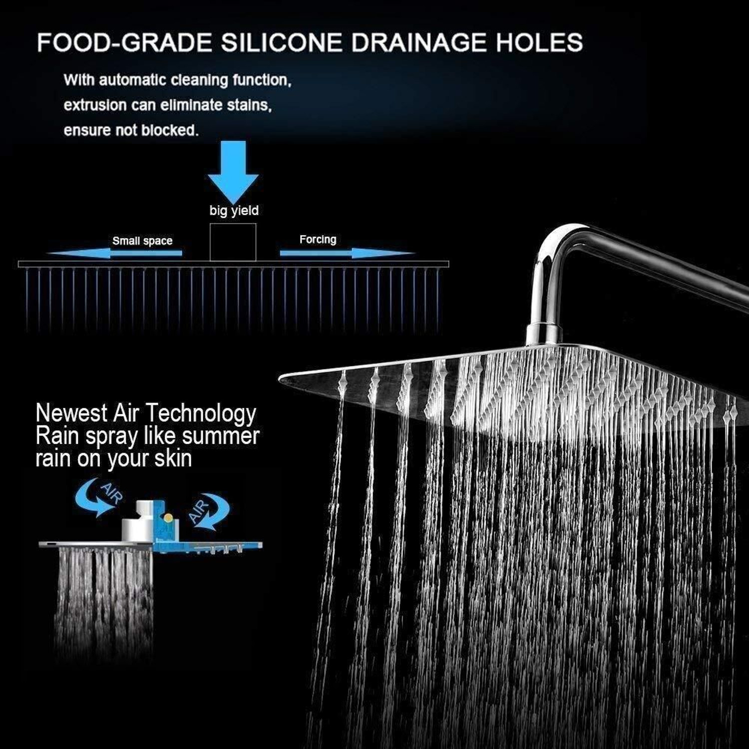 Image of PRIME TOSCH Ultra Slim Square Shower Head 8 Inch Stainless Steel Rain Shower Fixed Mount