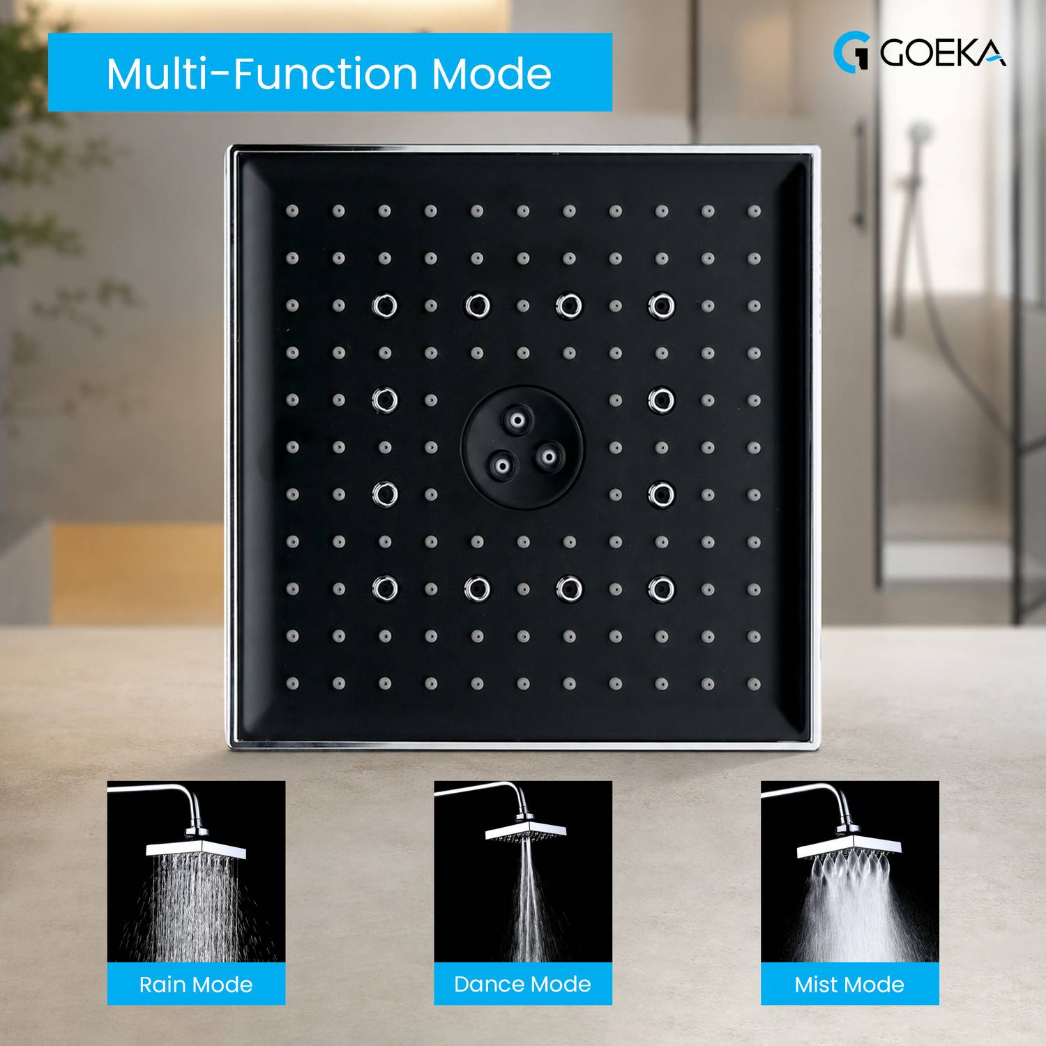 Goeka 8x8 Inch ABS AutoSwitch™ Shower Head - Image 3
