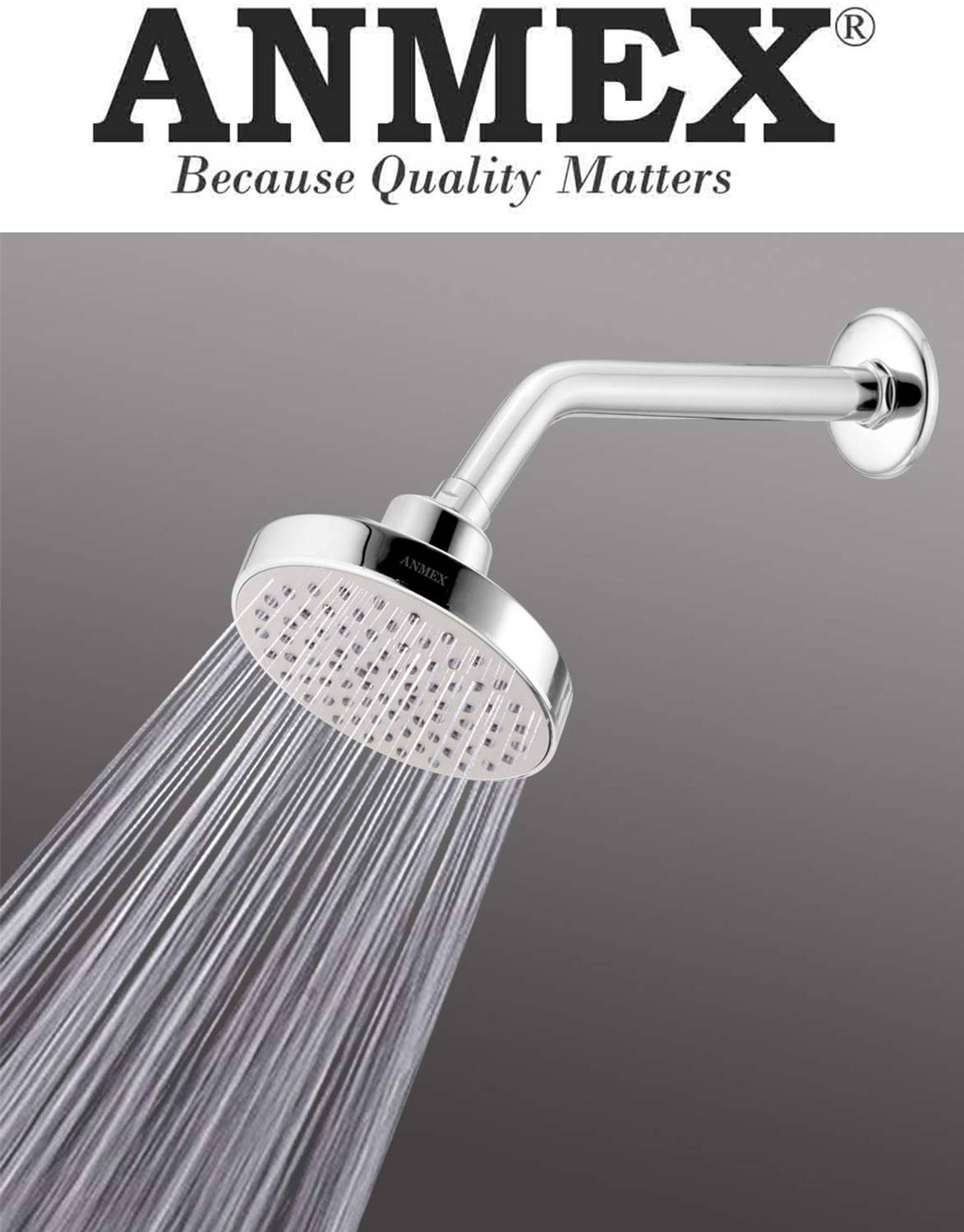 ANMEX 4.5inch ABS over Head Premium Quality with 9inch SS Round Arm Shower Head
