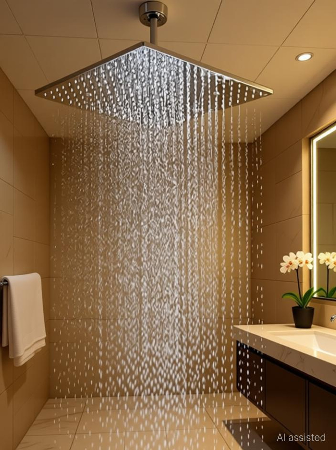 Image of High Grade Heavy quality Ultra Slim Shower 12 X 12 Stainless Steel 304 Grade + 18 Inch Heavy Square Shower Arm 18 Ghz + Square Flange Complete Set Shower Head Shower Head