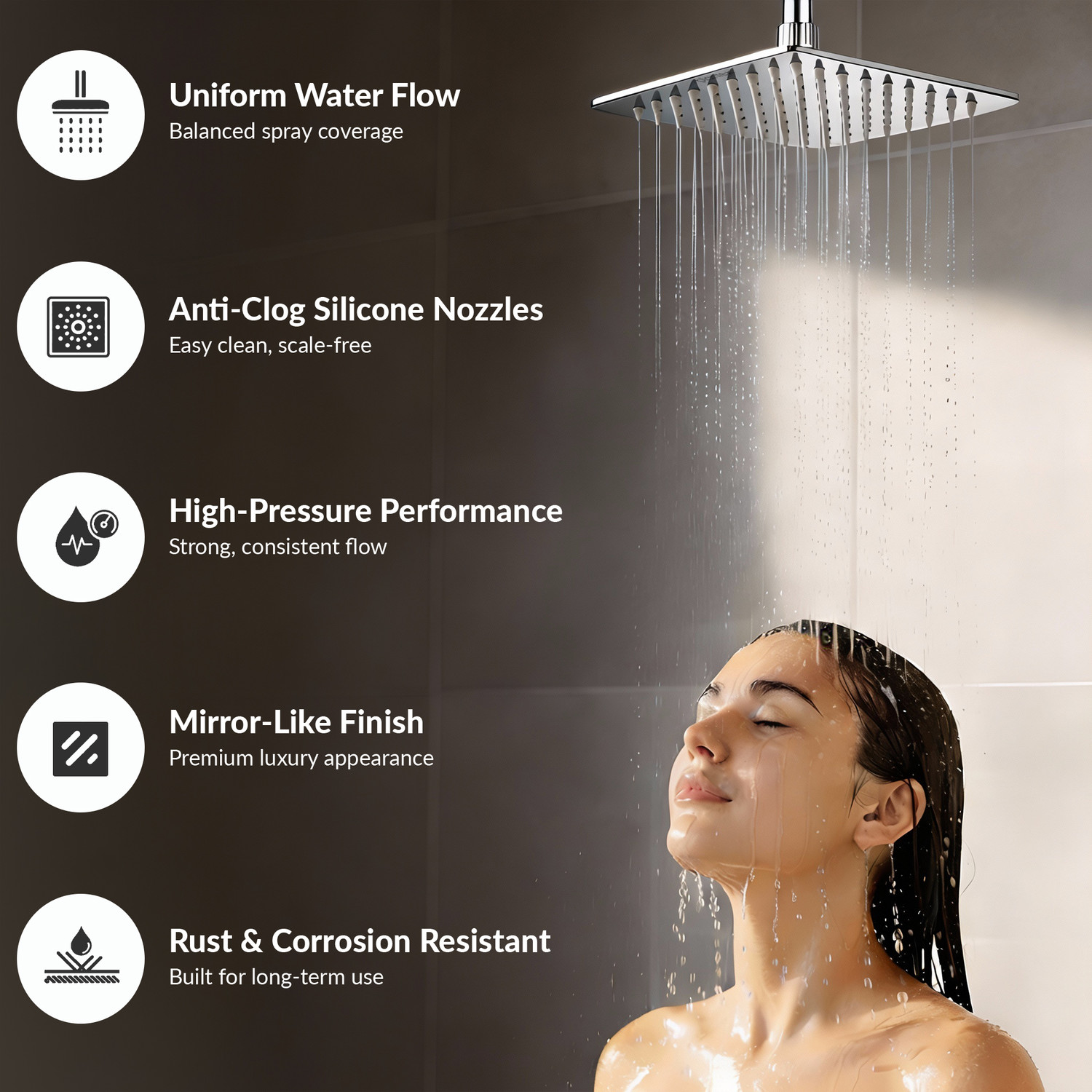 Image of Plantex Rain Shower Head /Stainless Steel Shower Head for Bathroom /Shower-(6x6 In) Shower Head