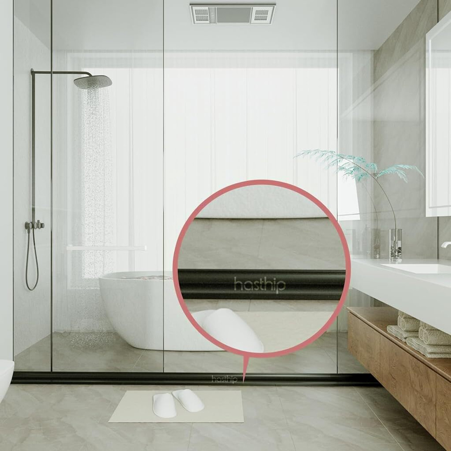 Image of HANNEA Silicone Water Stopper Barrier Strip Silicone Water Stopper 2m Self Adhesive Barrier for Kitchen and Bathroom Door Mounted Door Stopper