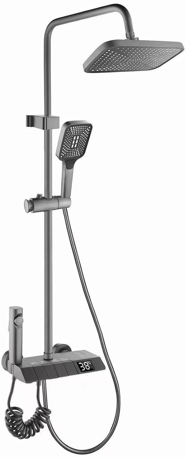 Image of FOURVIEW Luxury 5-Function Digital Shower System Luxury 5-Function Digital Shower System Rainfall Overhead, 3-Mode Hand Shower, Spray Gun & Water Spout