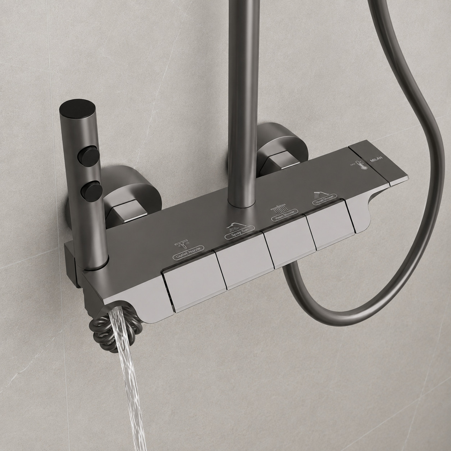Image of LUPPRA Modern Wall Mounted Shower Mixer Rain Shower System Jet stream, Pulse mode, Rainfall spray