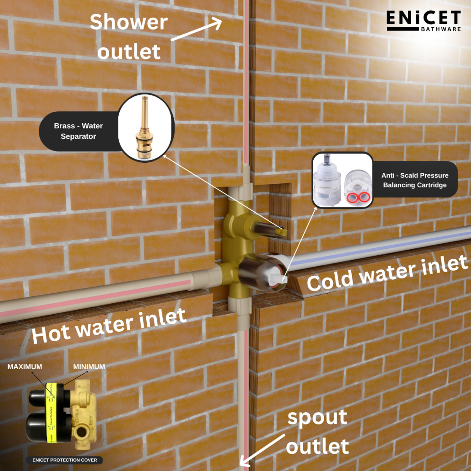 Image of ENICET by Enicet Single Lever Diverter with Upper Part Set Faucet Set