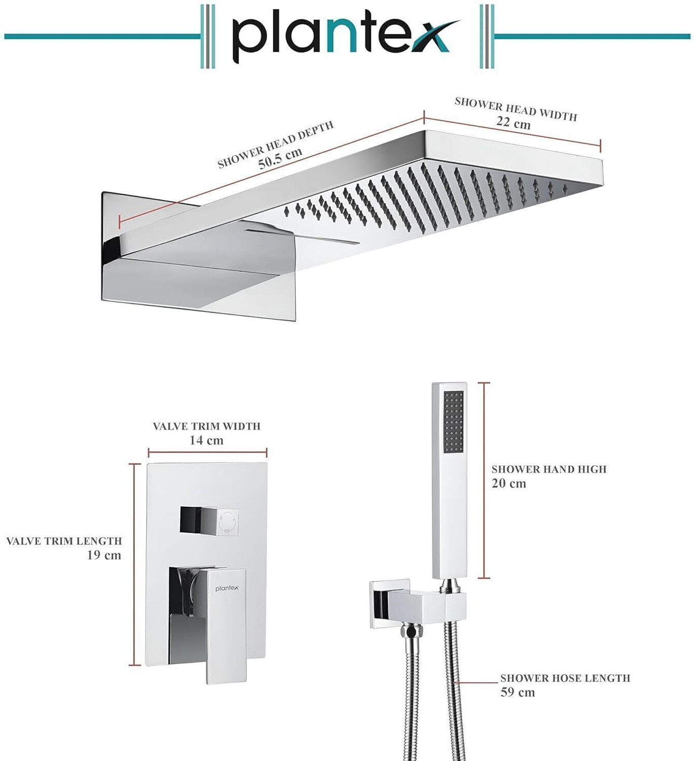 Image of Plantex Pure Brass Shower Panel Set for Bathroom /Wall Mount Shower with Hand-held Shower Shower Panel Set Rainfall, Waterfall