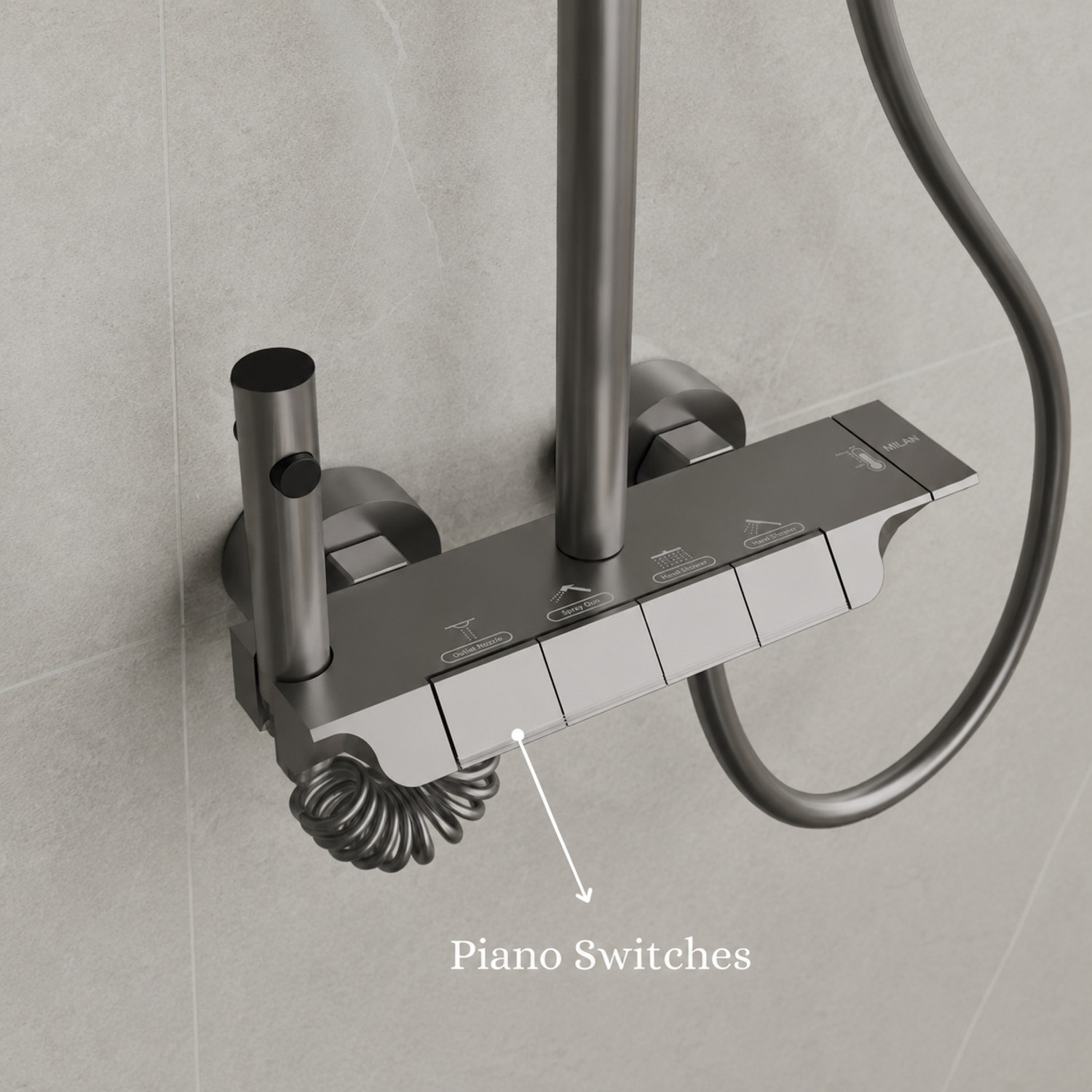 Image of LUPPRA Modern Wall Mounted Shower Mixer Rain Shower System Jet stream, Pulse mode, Rainfall spray