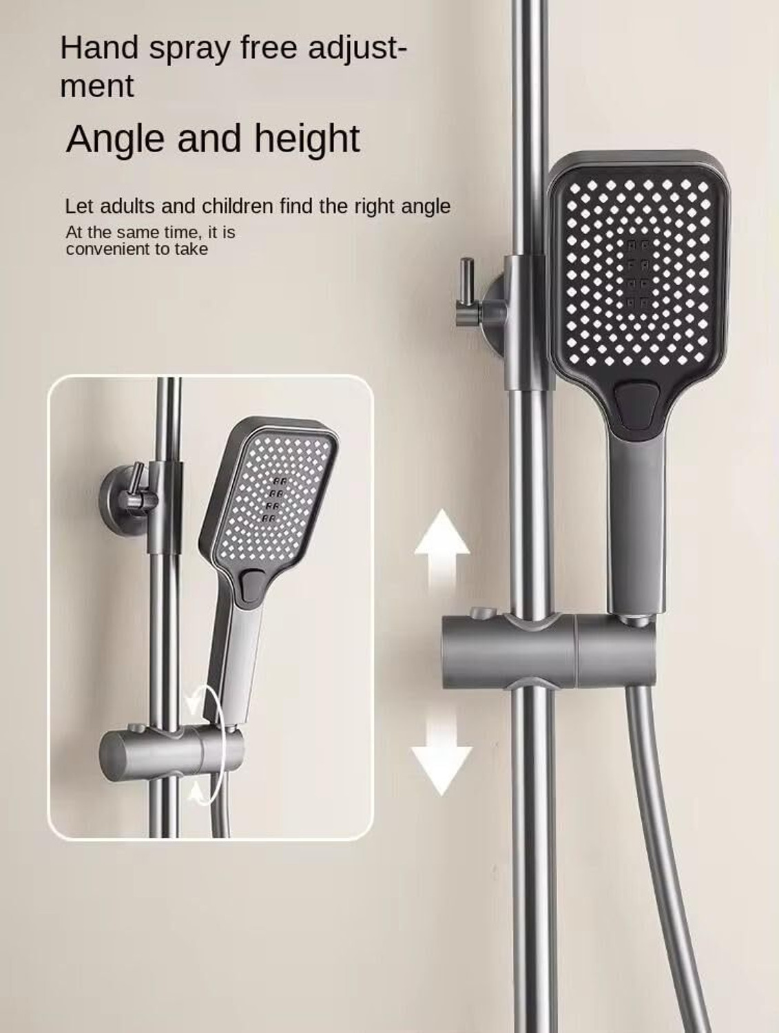 Image of AGOEN Luxury 5-Function Digital Shower System Luxury 5-Function Digital Shower System Rainfall Overhead, 3-Mode Hand Shower, Spray Gun & Water Spout (Stainless Steel)