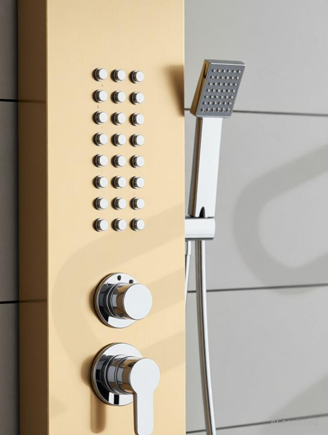 Image of FOURVIEW Thermostatic 5-in-1 Shower Panel Tower Wall-Mounted Spa Shower Panel with Mixer, Body Jets, and Handheld Shower Rainfall & Waterfall Overhead Shower | Multi-Mode Hand Shower Included