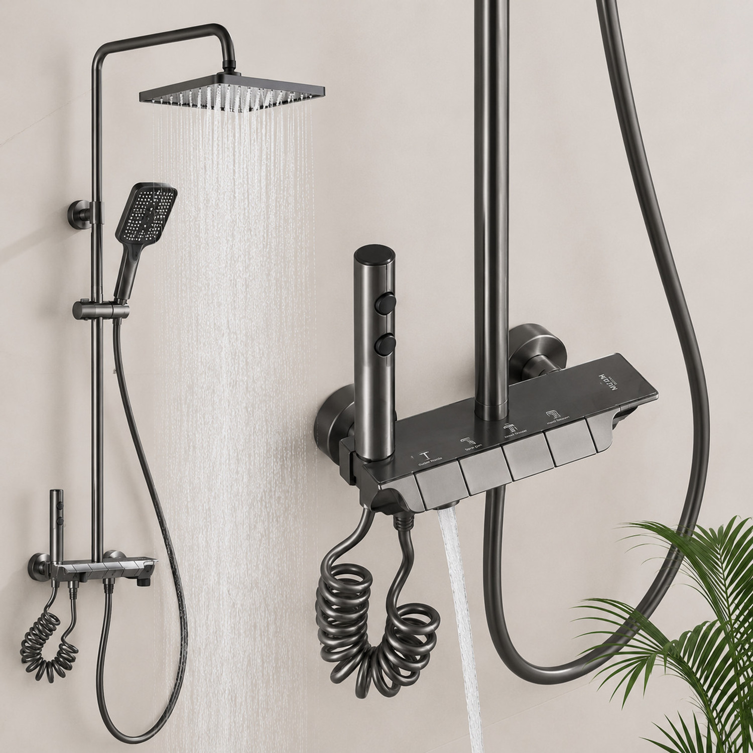 Image of LUPPRA Modern Wall Mounted Shower Mixer Rain Shower System Jet stream, Pulse mode, Rainfall spray