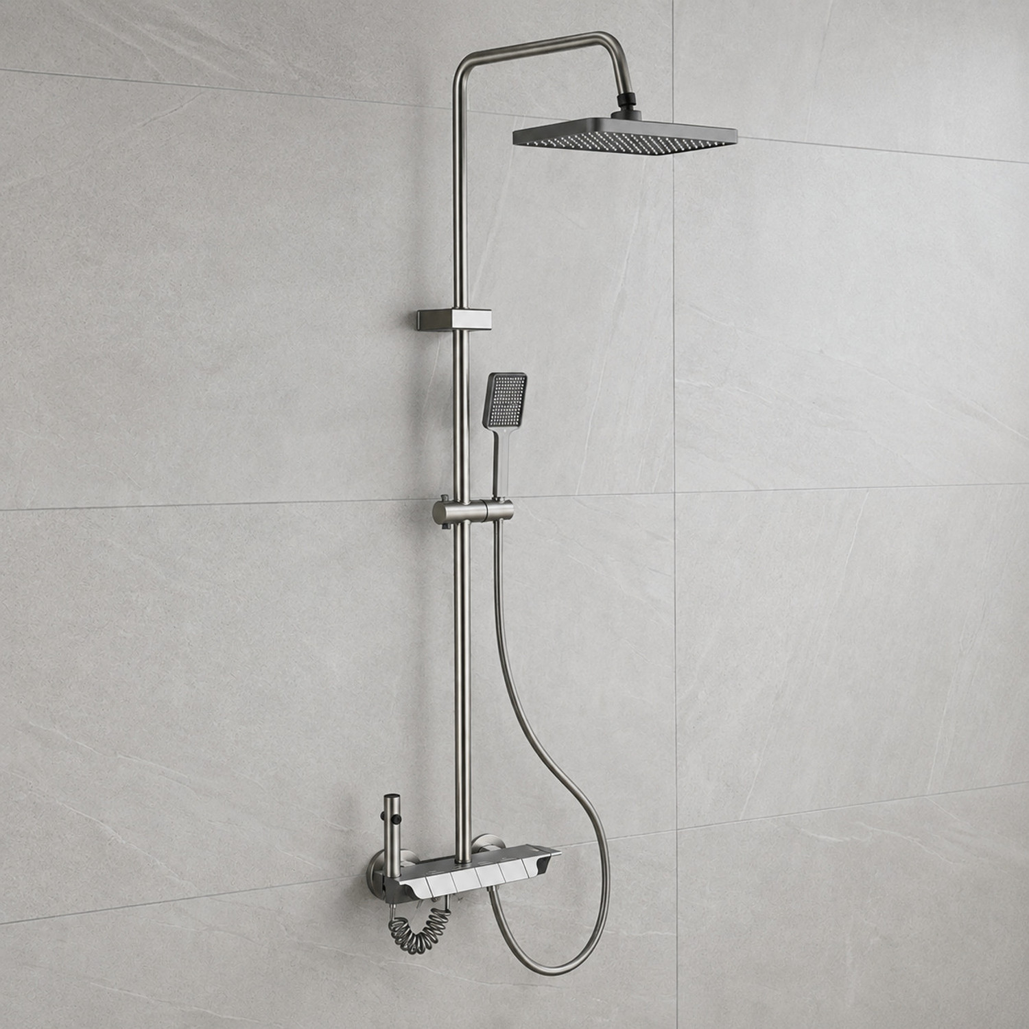 Image of LUPPRA Modern Wall Mounted Shower Mixer Rain Shower System Jet stream, Pulse mode, Rainfall spray