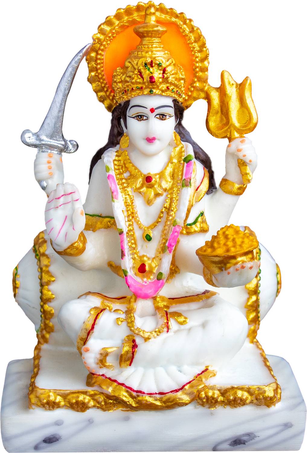 Artrivia Marble Dust Maa Santoshi Devi Idol 6.5 Inches Decorative Showpiece  -  16.5 cm