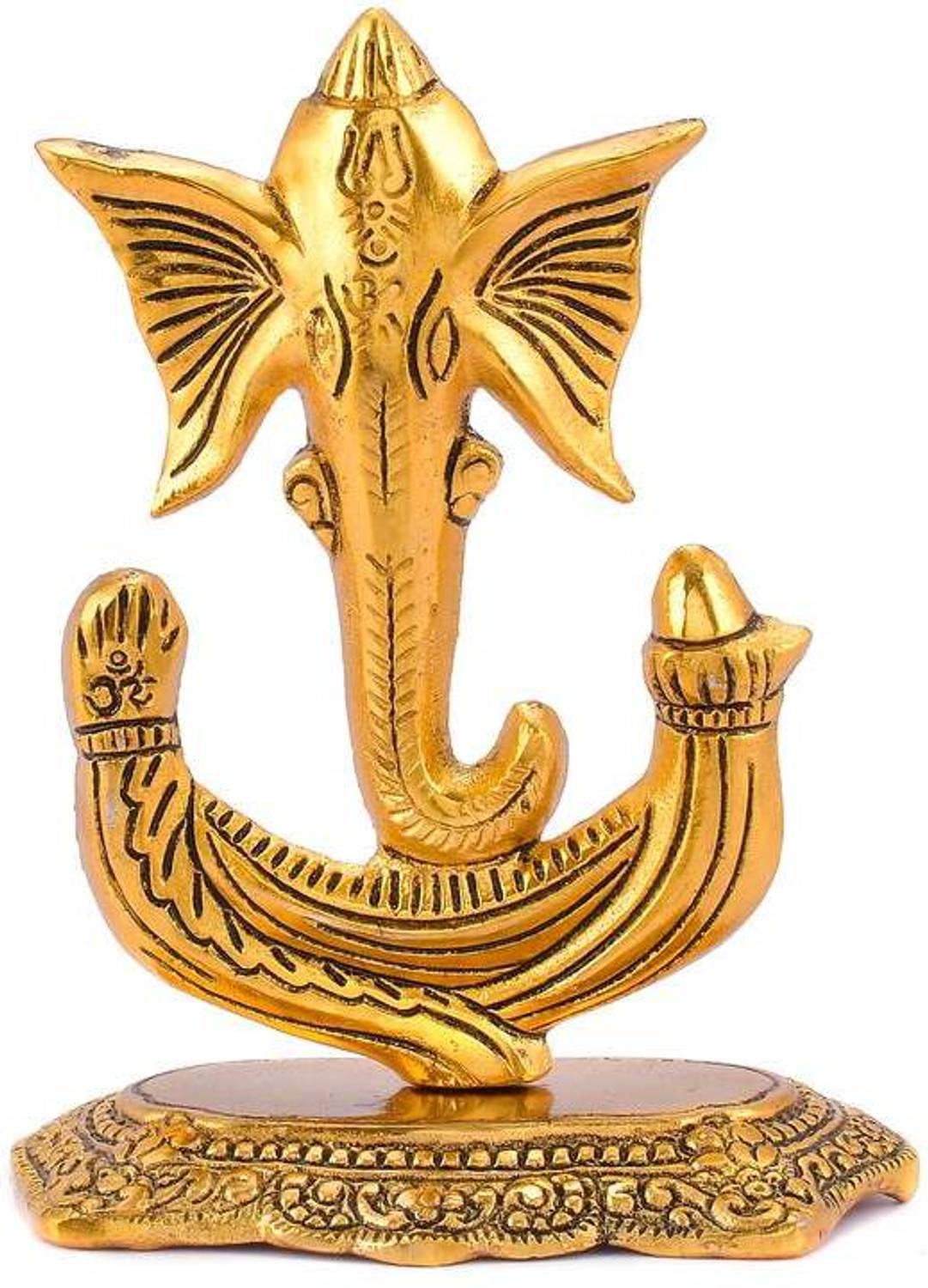 RKONECT Golden Metal Ganesh Ganpati Statue for Pooja Temple And Home Decor Decorative Showpiece - 18 cm